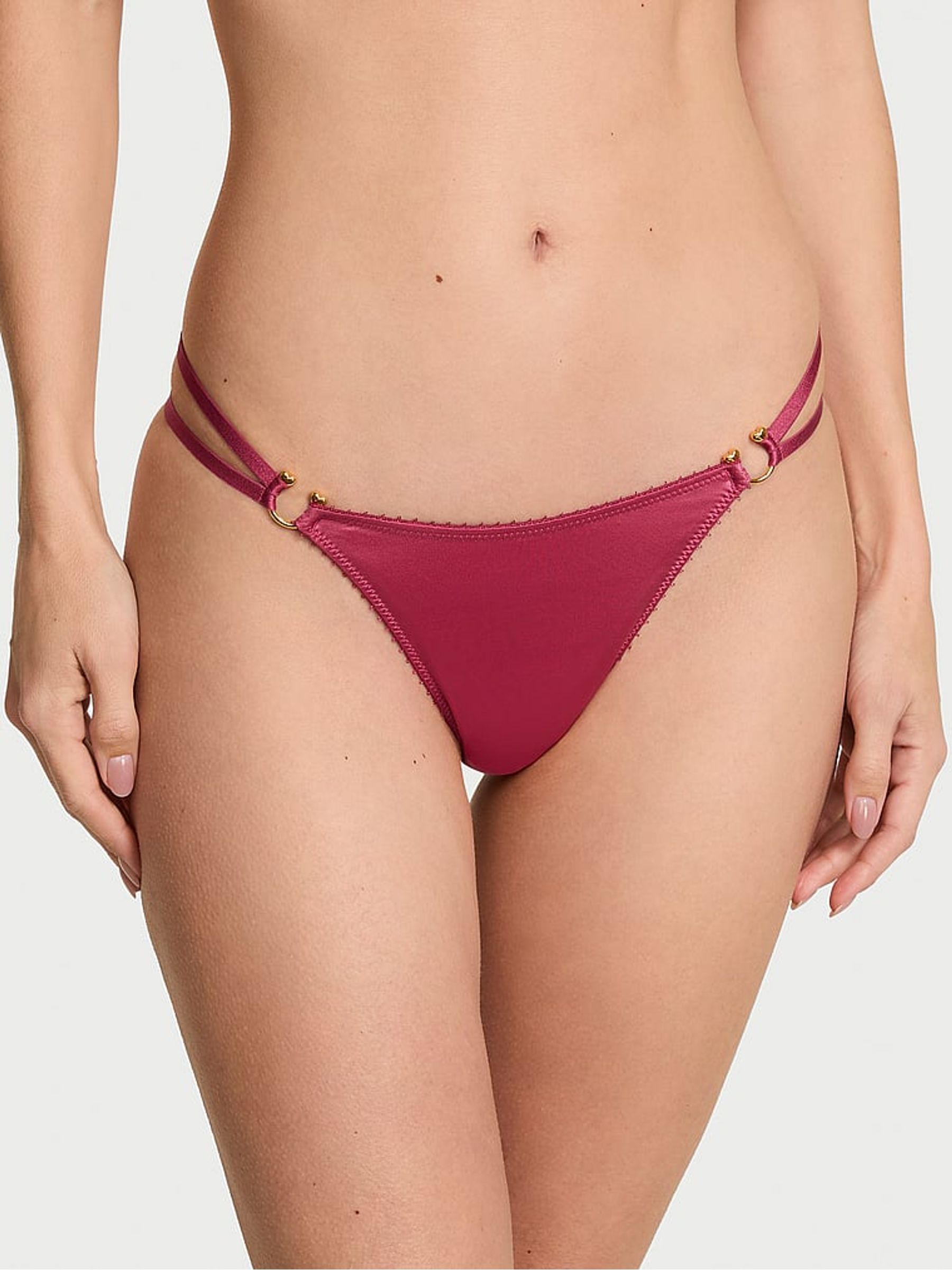Peony Pink Thong Strappy Ring Knickers - Image 1 of 2
