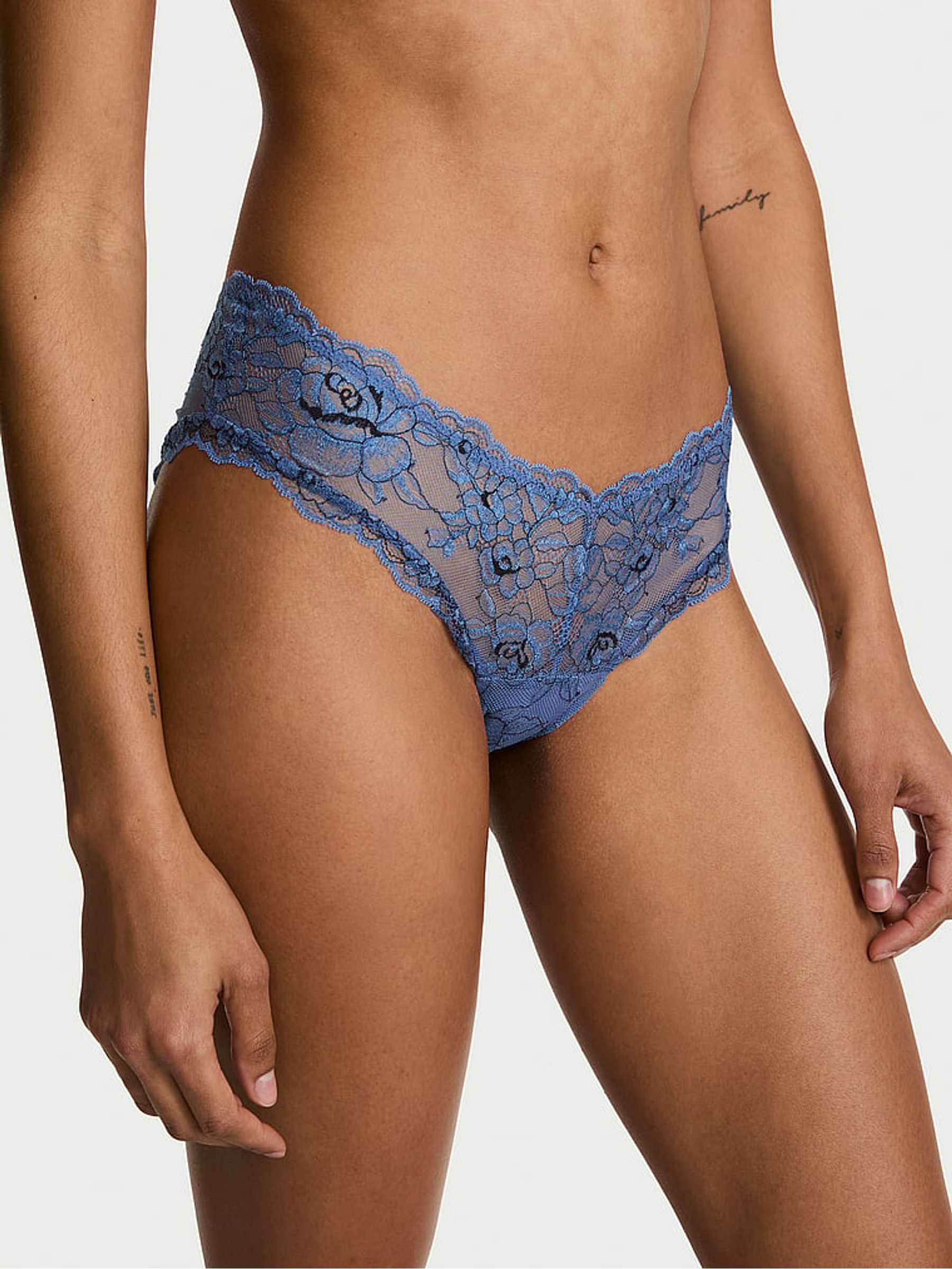 Denim Blue Rose Cheeky Lace Knickers - Image 1 of 4