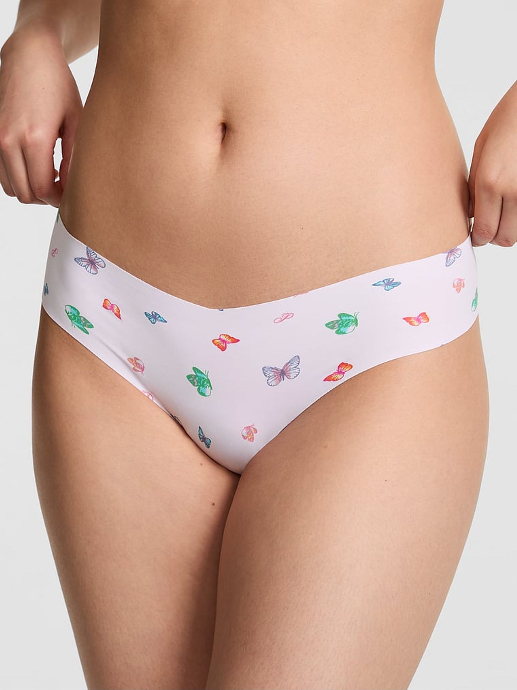 White Butterfly Print Thong No Show Knickers - Image 1 of 2