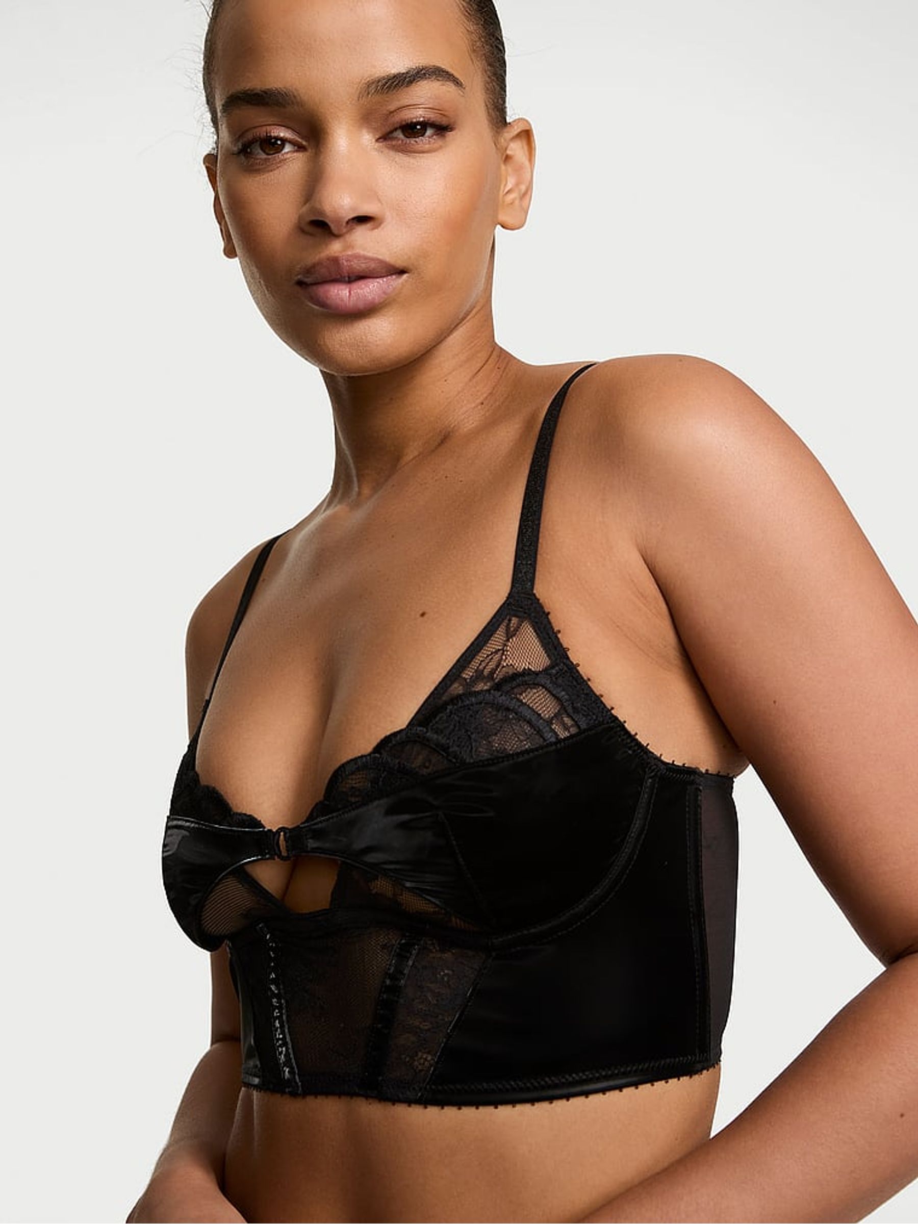 Black Corset X-Ray Embroidery Bra - Image 1 of 3