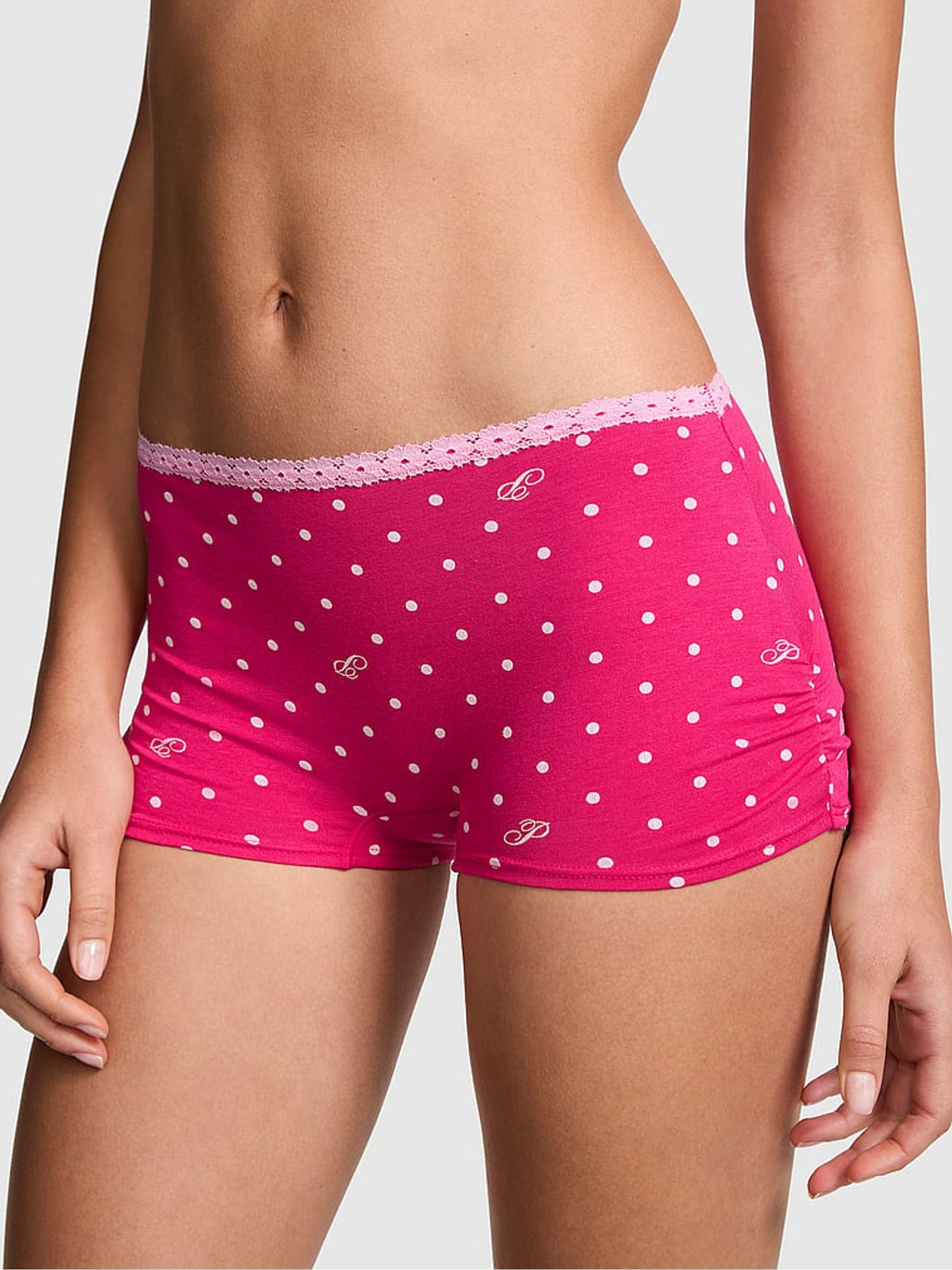 Hot Stuff Pink Boyshort Cotton Knickers - Image 1 of 2
