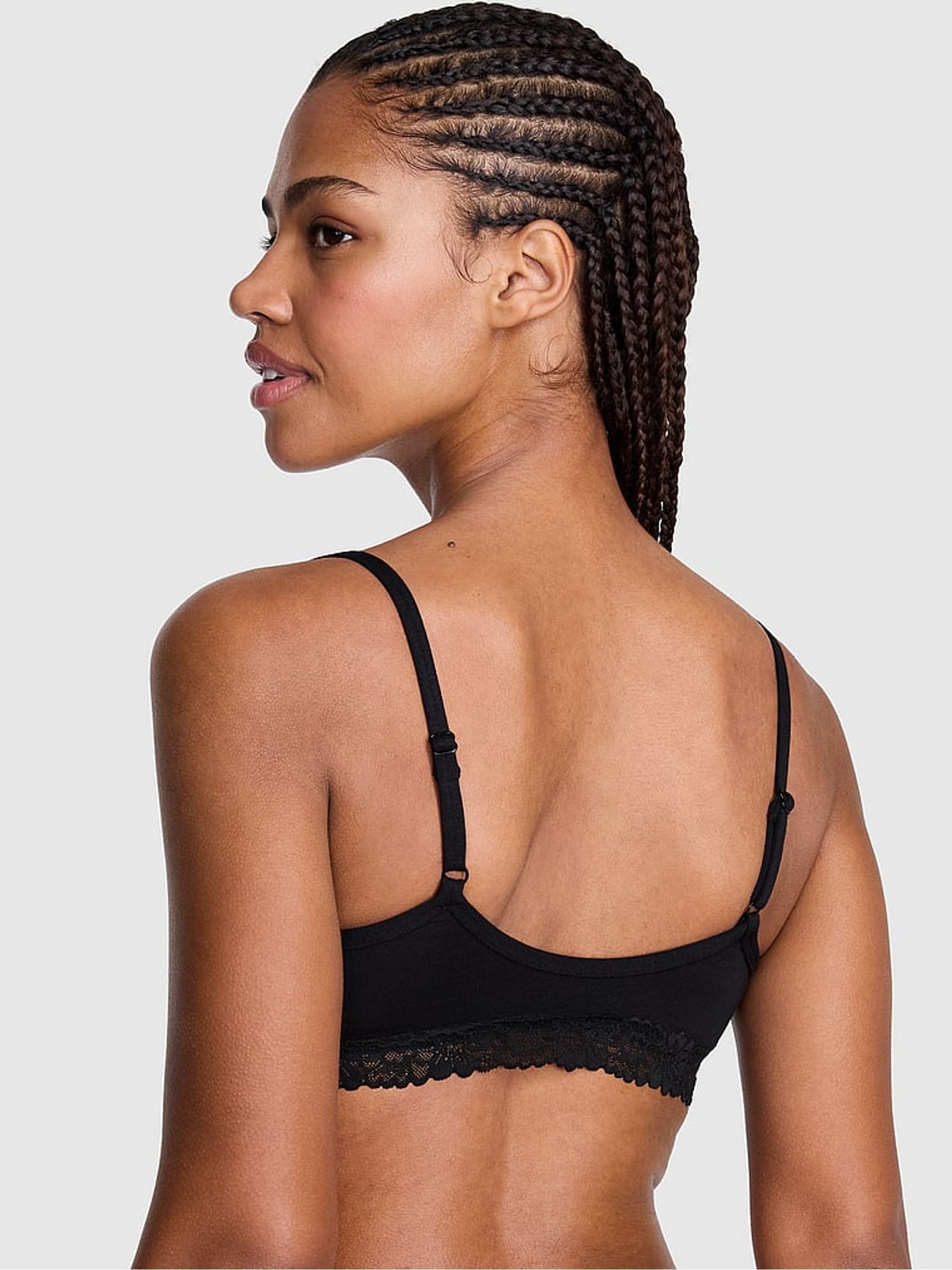 Black Scoop Cotton Lace Trim Bralette - Image 2 of 2