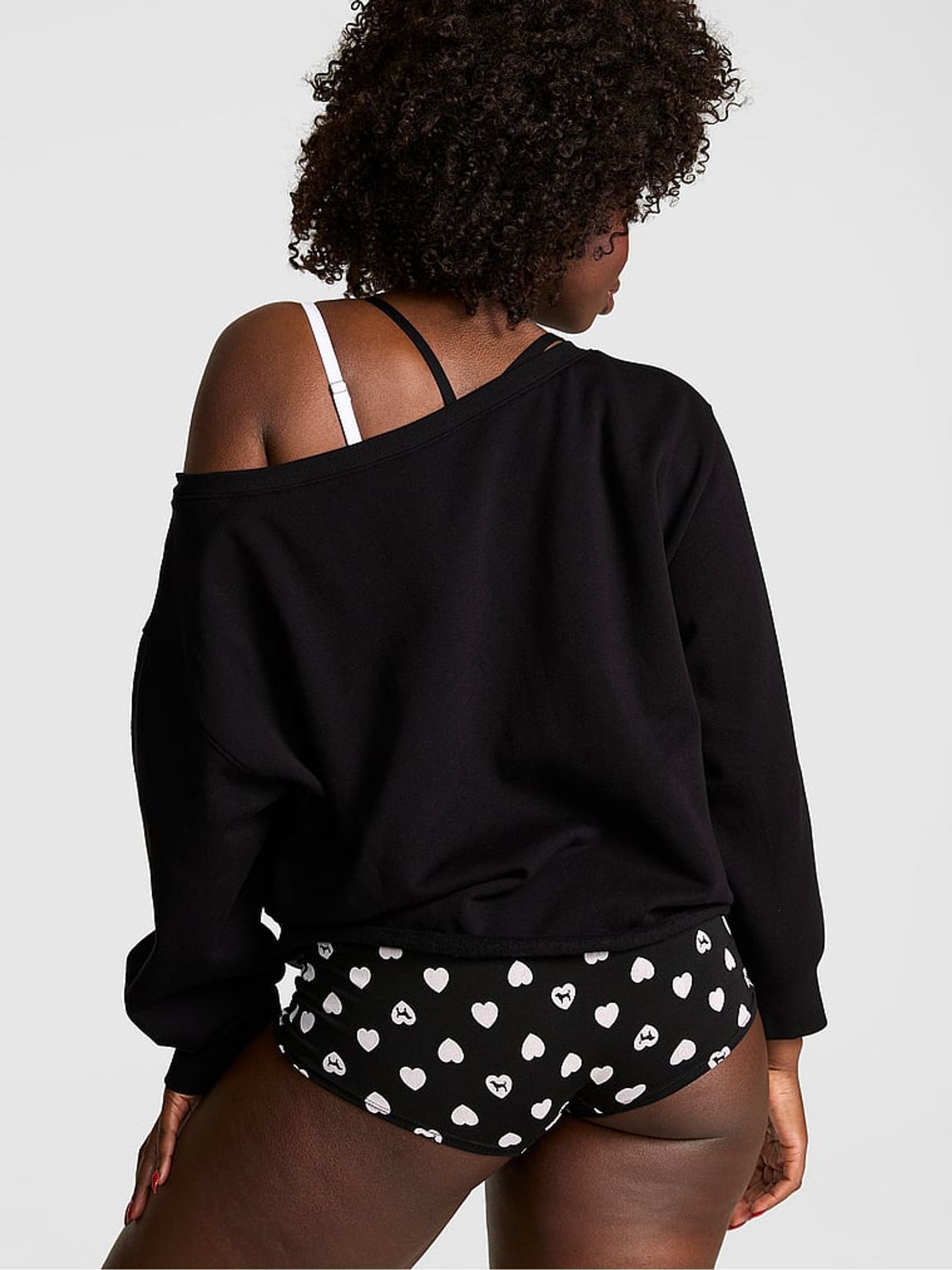 Black Off The Shoulder Fleece Sweatshirt - Image 2 of 2