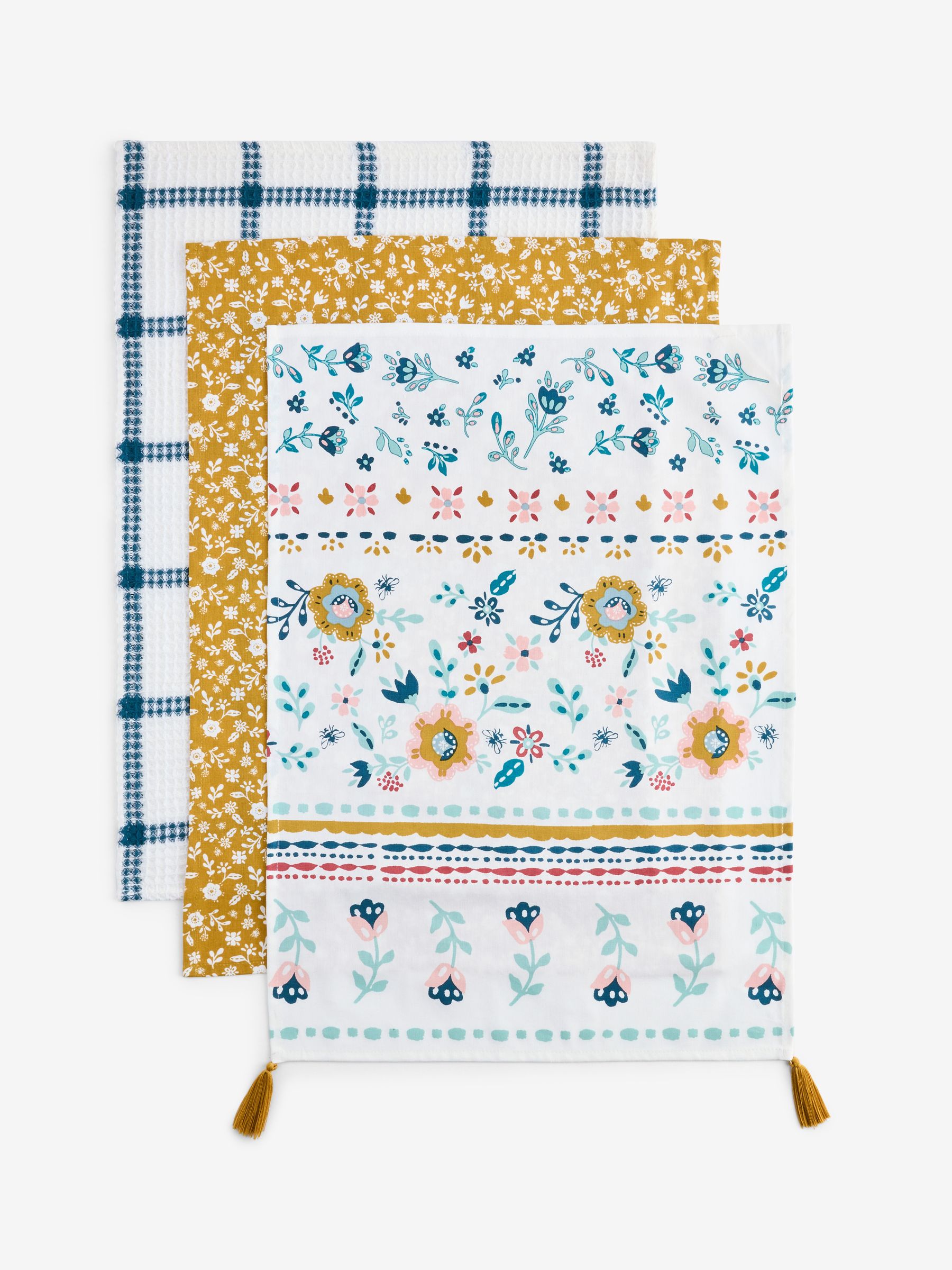 Set of 3 Yellow Tea Towels - Image 4 of 4 Set of 3 Yellow Tea Towels - Image 4 of 4