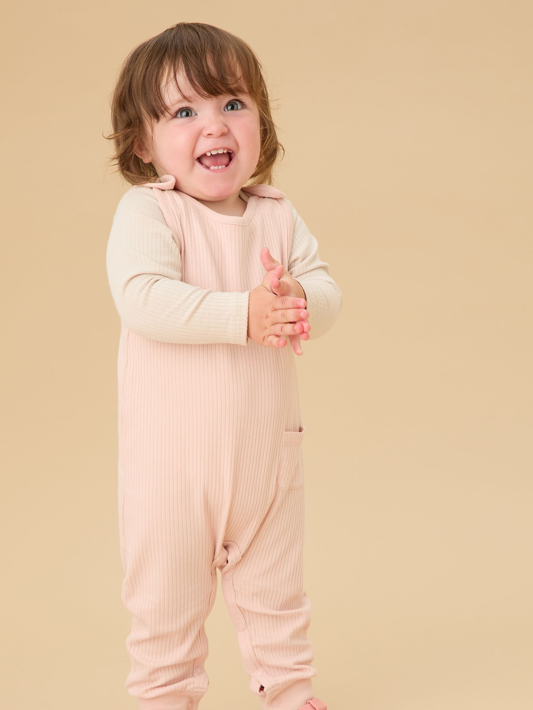MORI Pink Ribbed Romper Dungarees Joules