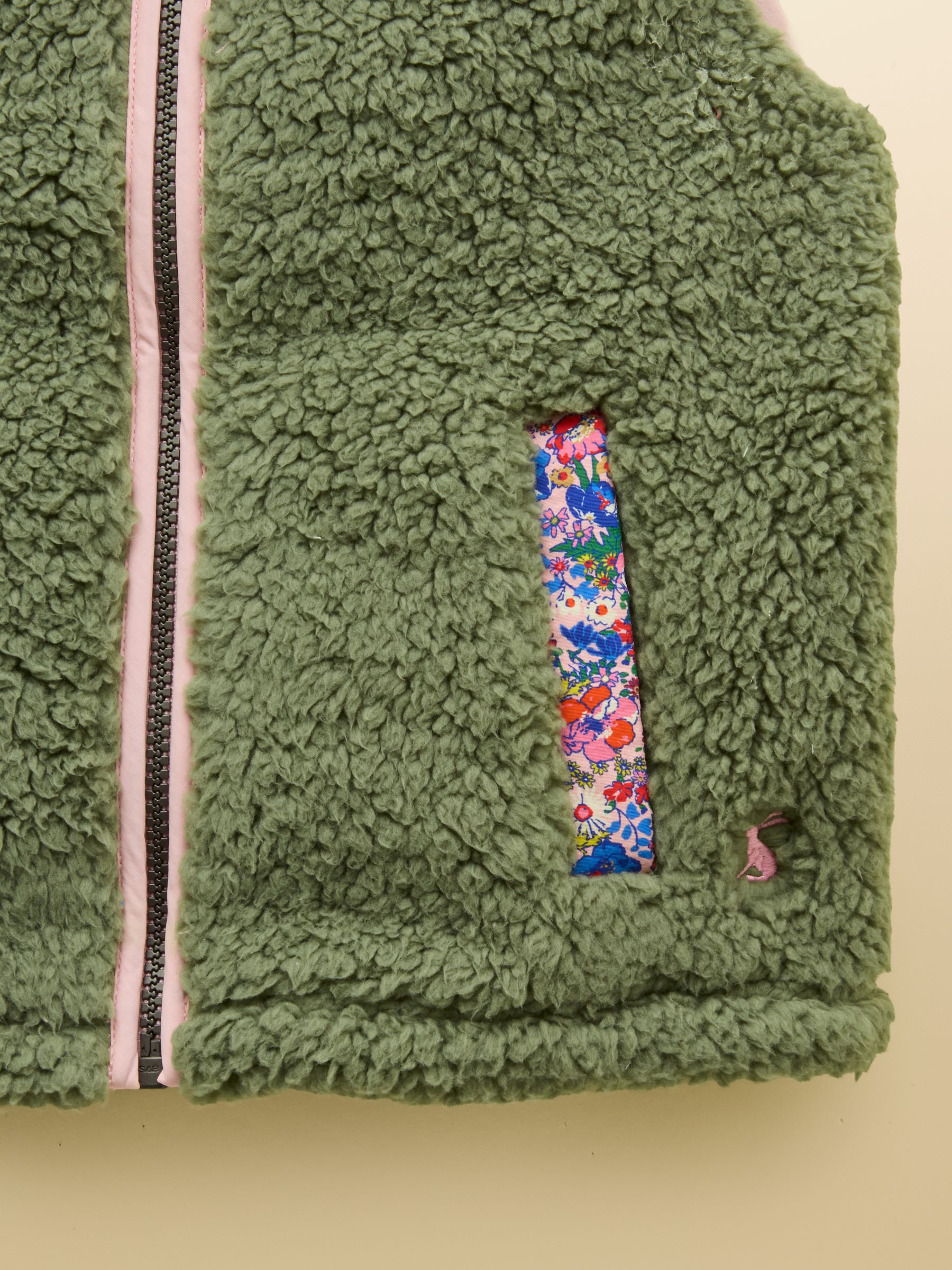 Girls' Tilly Khaki Green Fleece Gilet - Image 3 of 4