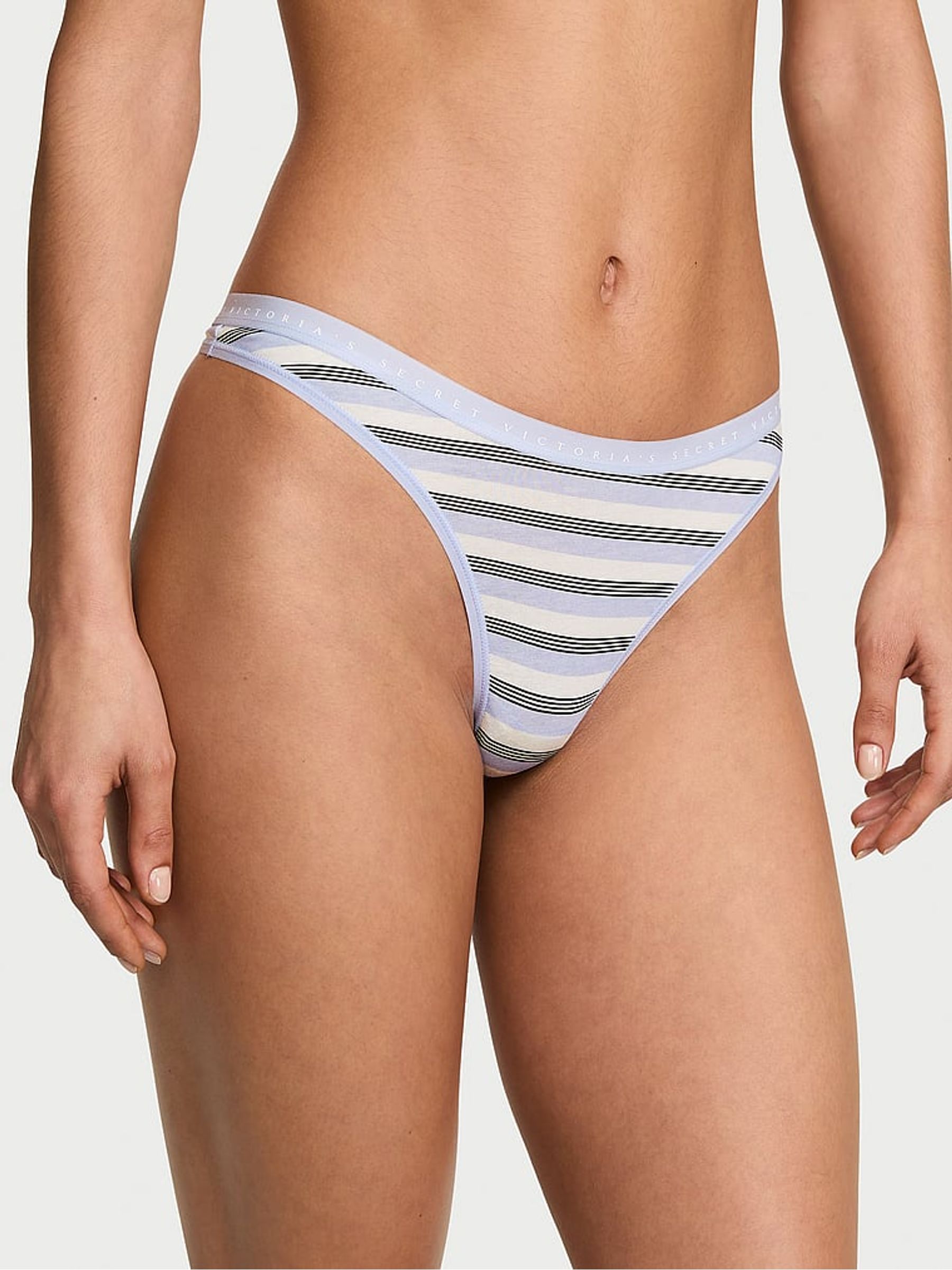 Lavender Purple Stripe Thong Knickers - Image 1 of 2