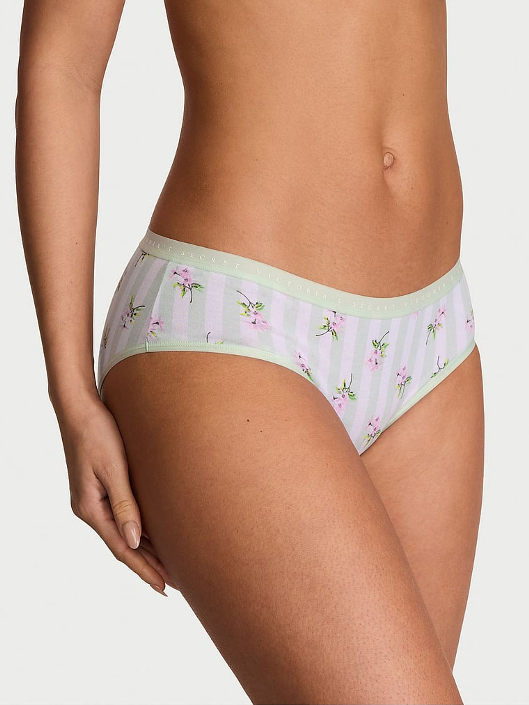 Mint Green Floral Stripe Hipster Knickers - Image 1 of 2