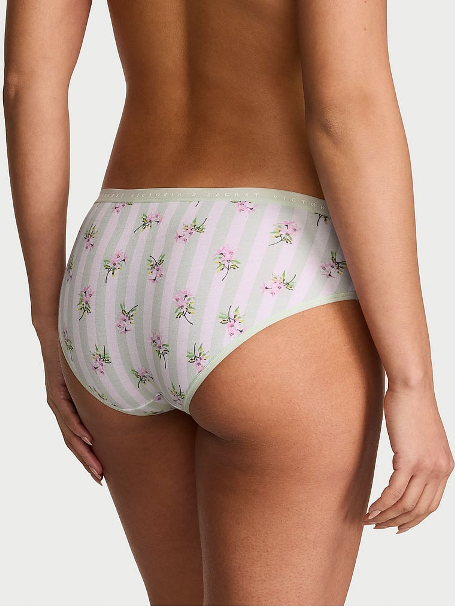 Mint Green Floral Stripe Hipster Knickers - Image 2 of 2