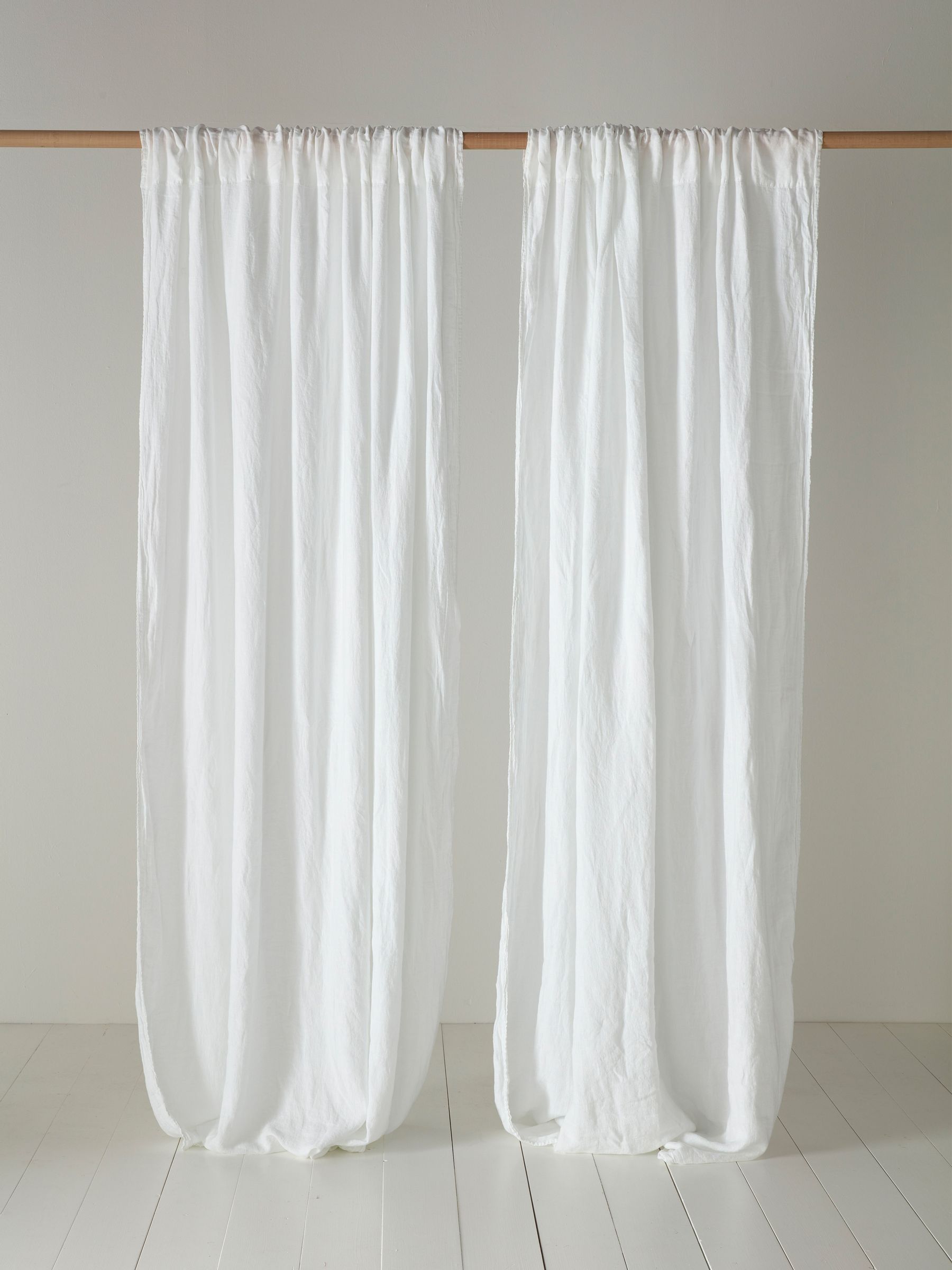 Secret Linen Store White 100% Linen Loop Top Single Curtain - Image 1 of 2 Secret Linen Store White 100% Linen Loop Top Single Curtain - Image 1 of 2