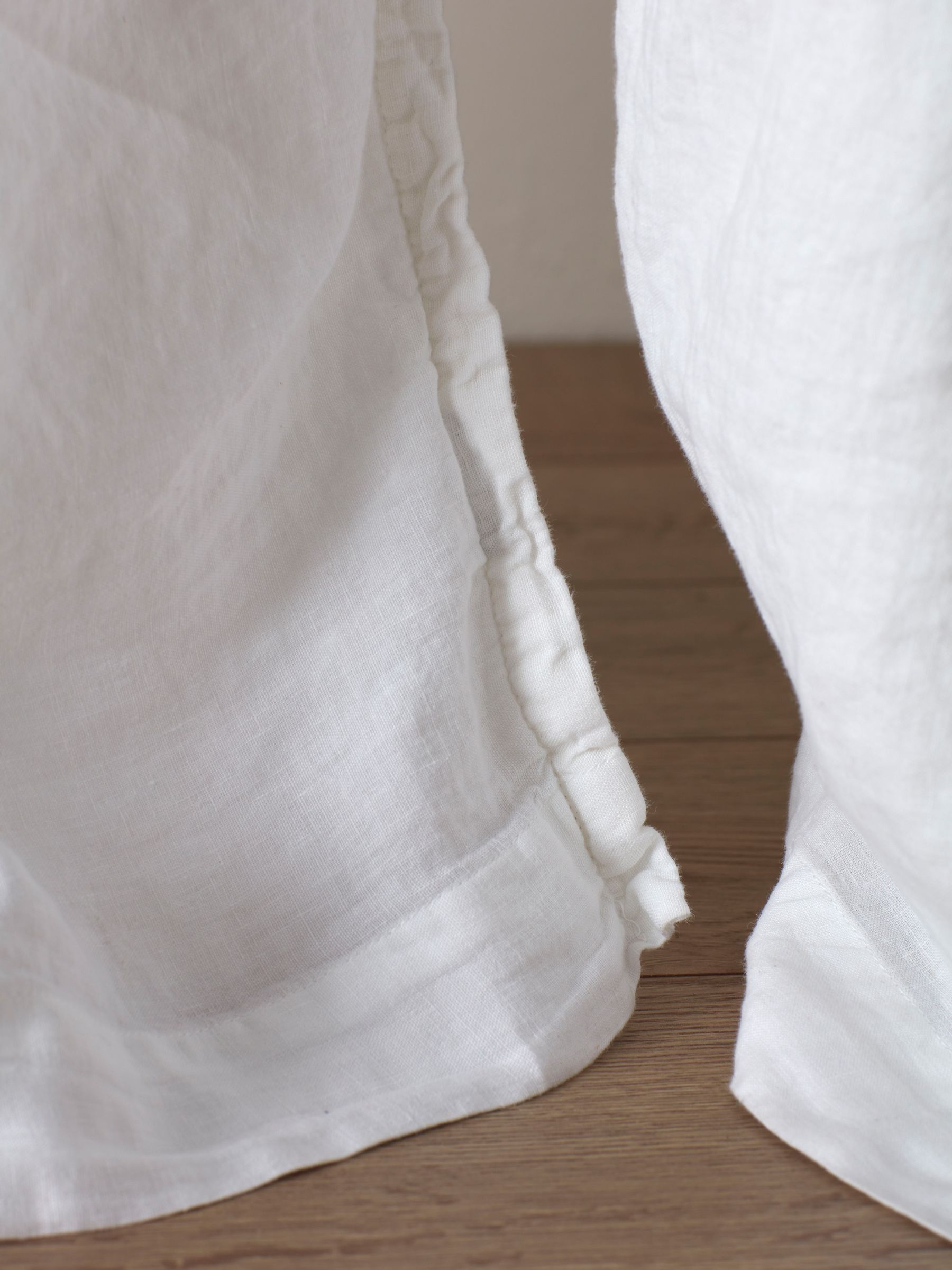 Secret Linen Store White 100% Linen Loop Top Slot Header Single Curtain - Image 3 of 3