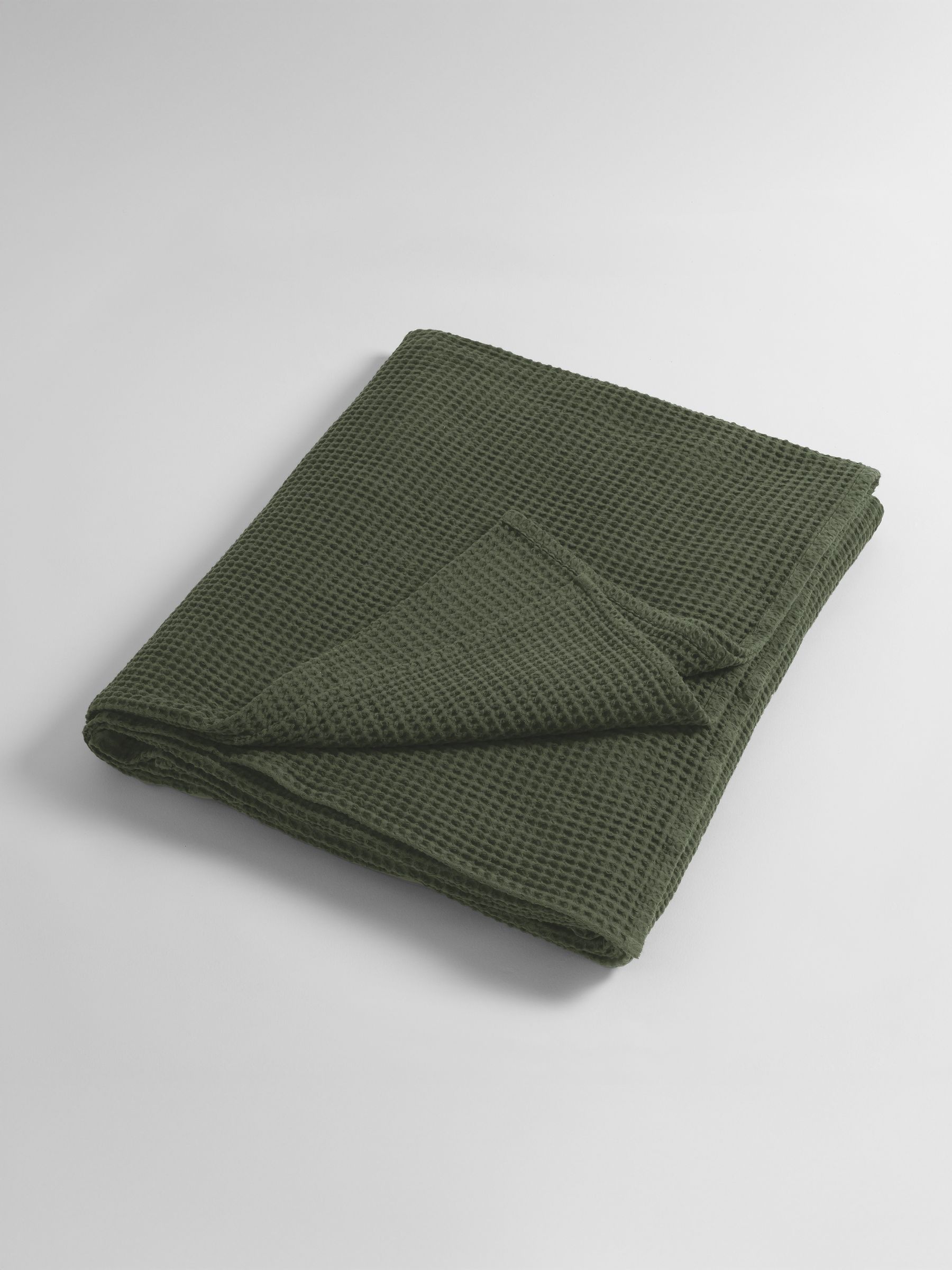 Secret Linen Store Olive Green Big Waffle Throw - Image 3 of 3