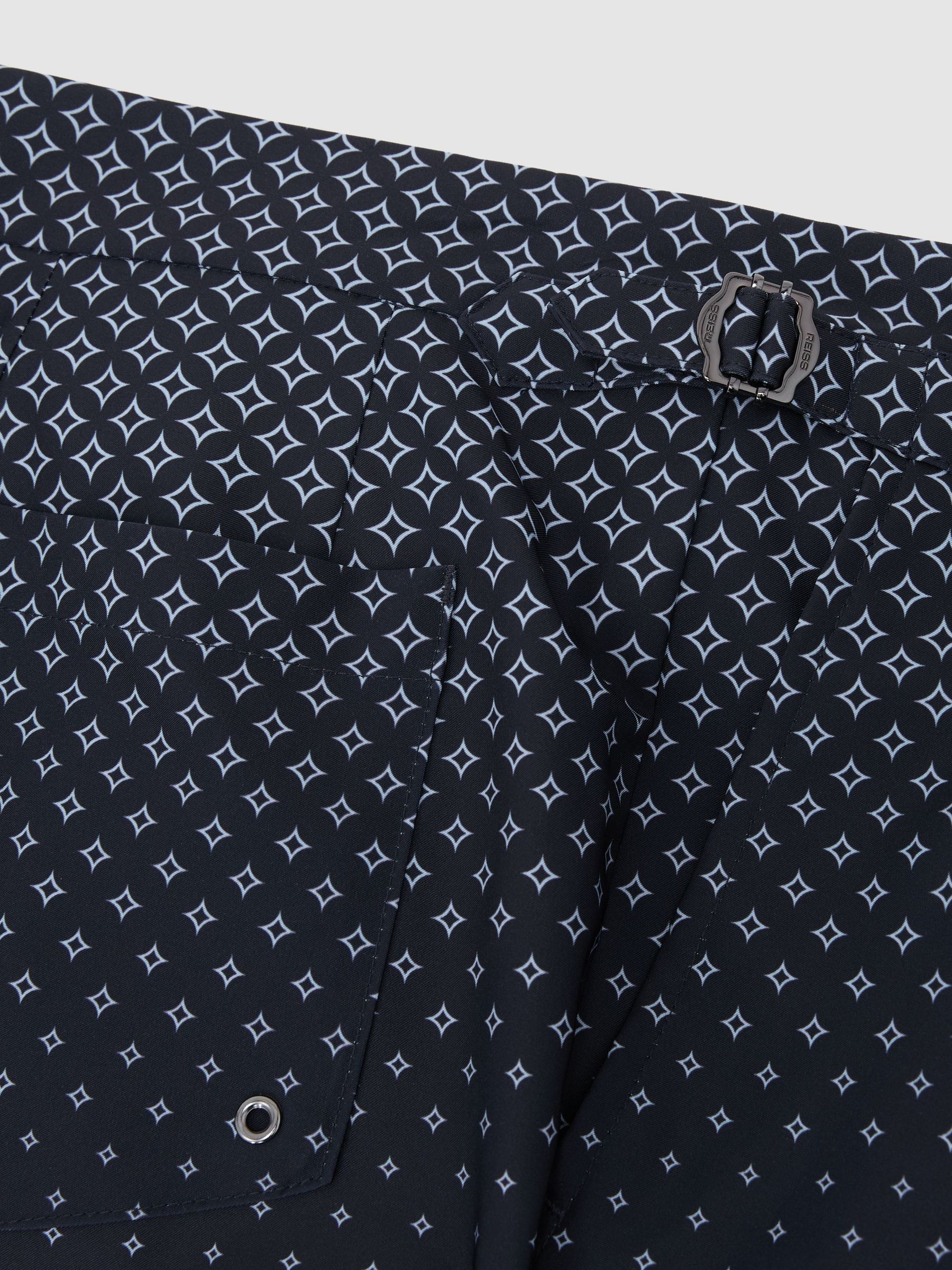 Ombre Geometric-Print Swim Shorts in Navy - image 5