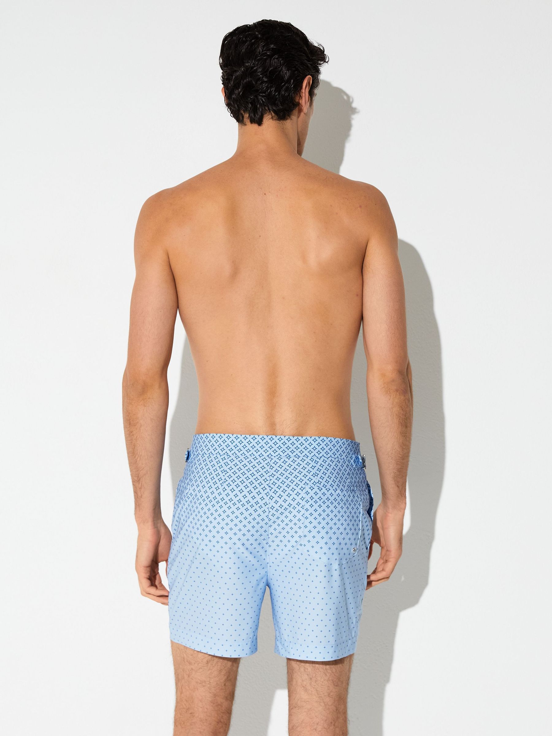 Ombré Geometric-Print Swim Shorts in Soft Blue - Image 5 of 6