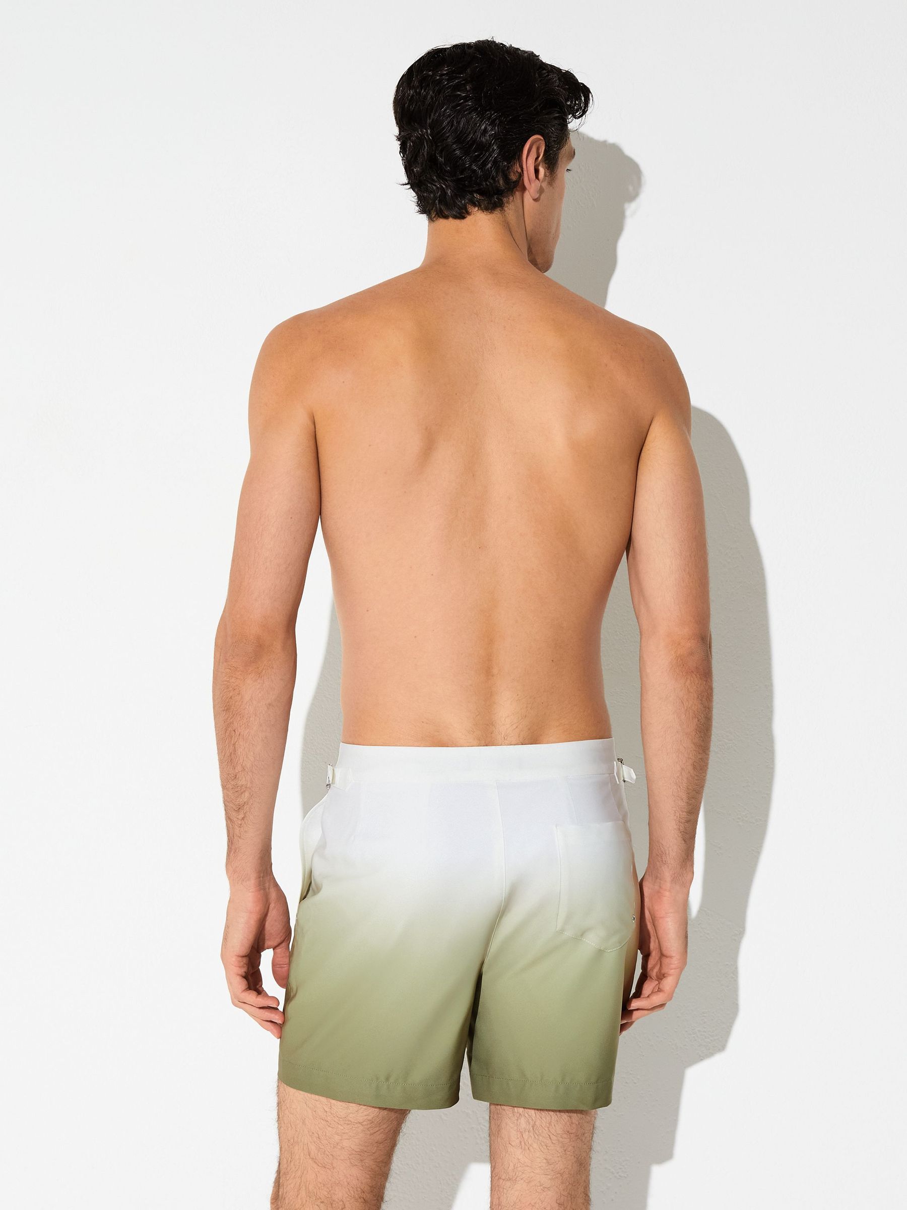 Ombre-Print Side-Adjuster Swim Shorts in Soft Sage Green - image 4