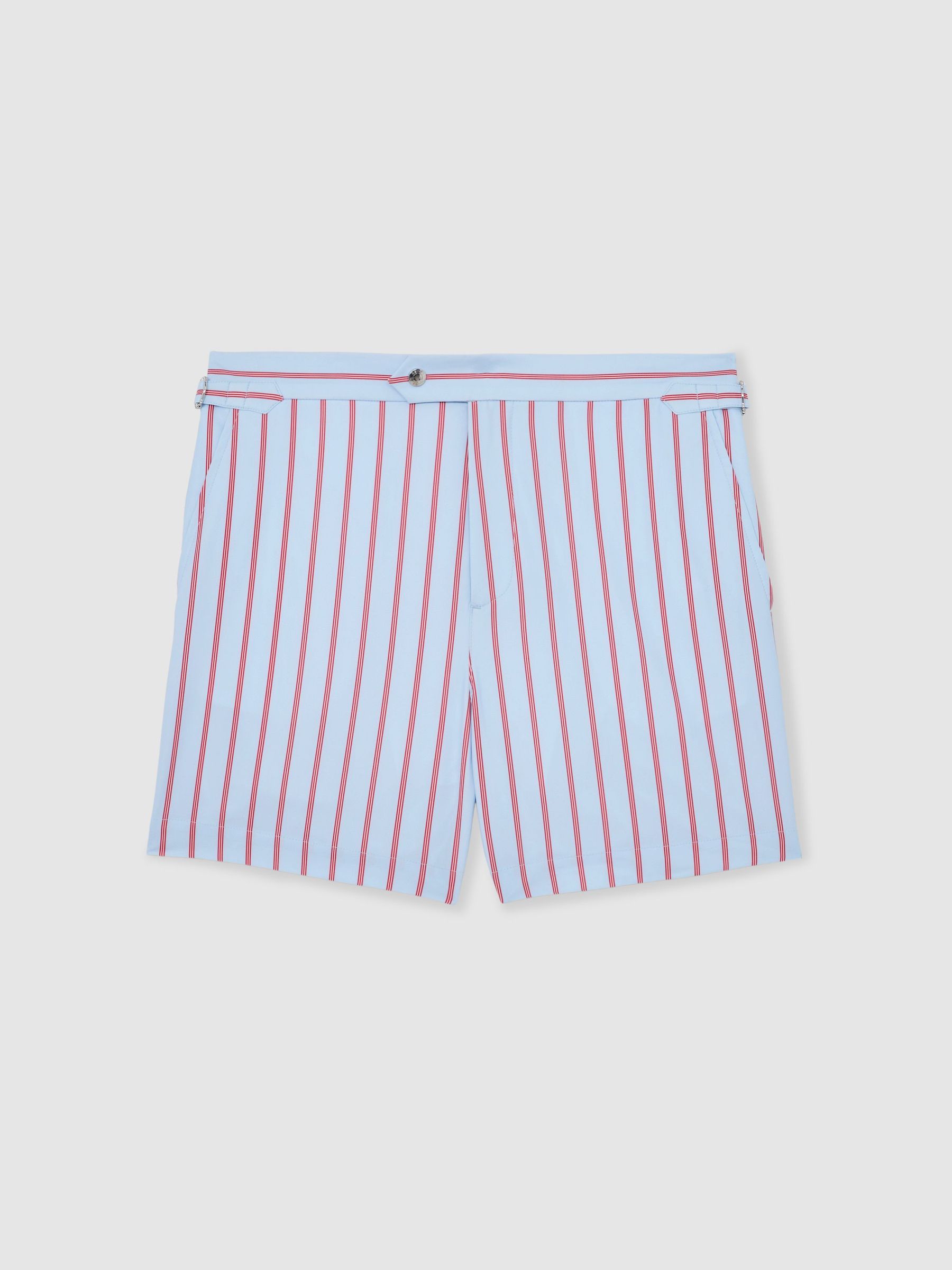 Pinstripe Side-Adjuster Swim Shorts in Soft Blue - image 1