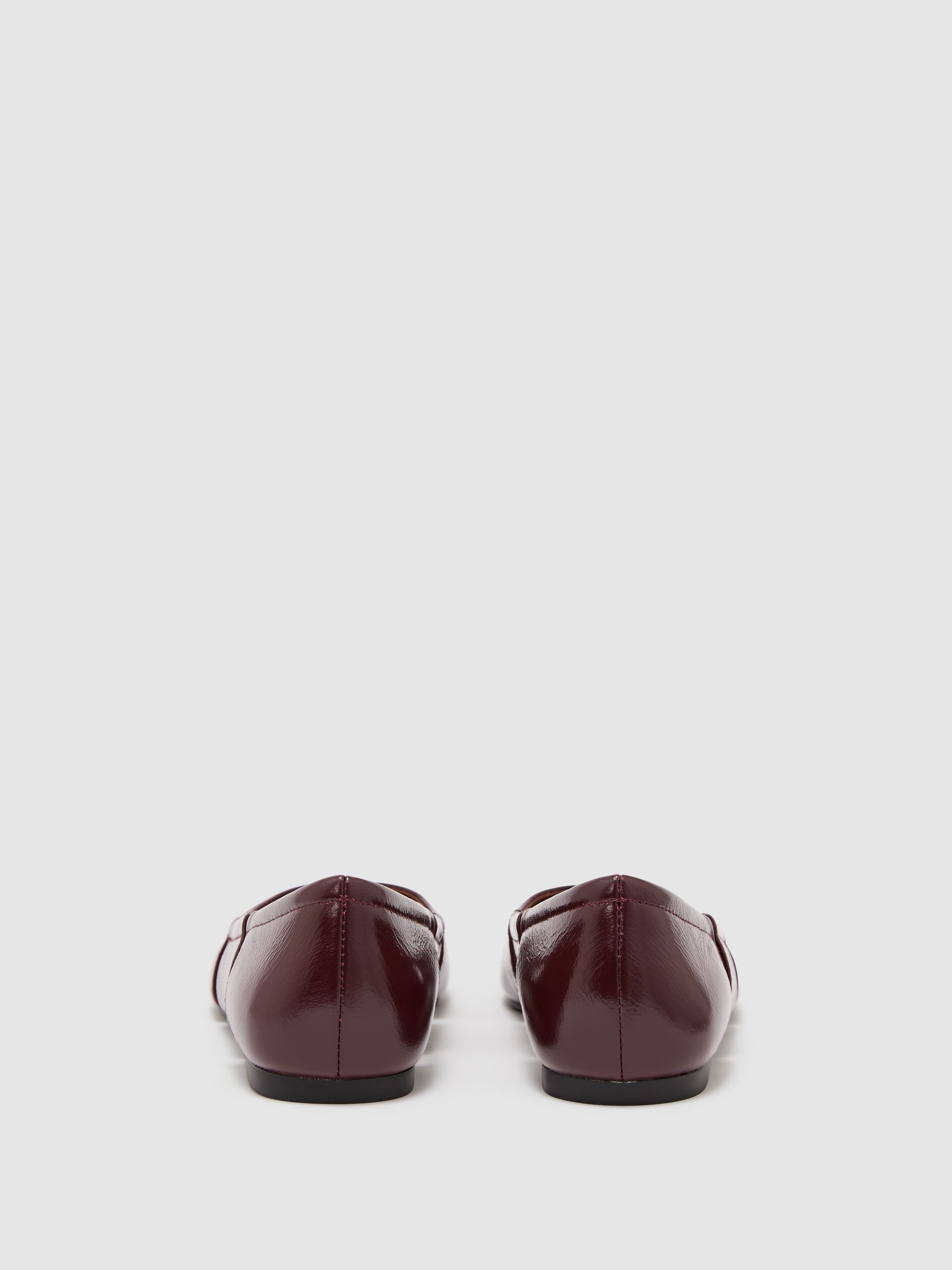 Leather Cut-Out Ballet Flats in Burgundy - Image 4 of 6