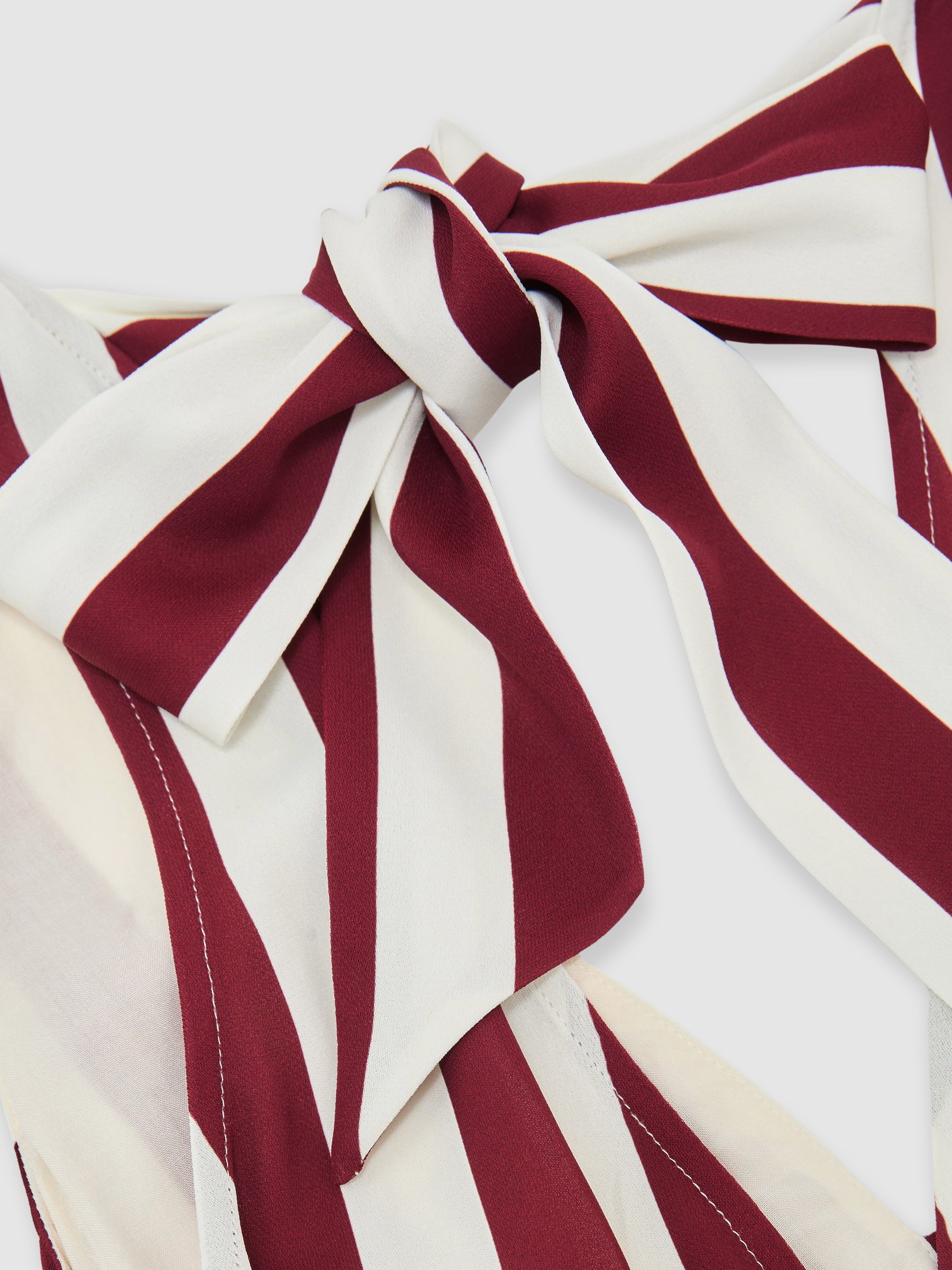 Stripe-Print Sleeveless Mini Dress in Burgundy/Off White - Image 6 of 6