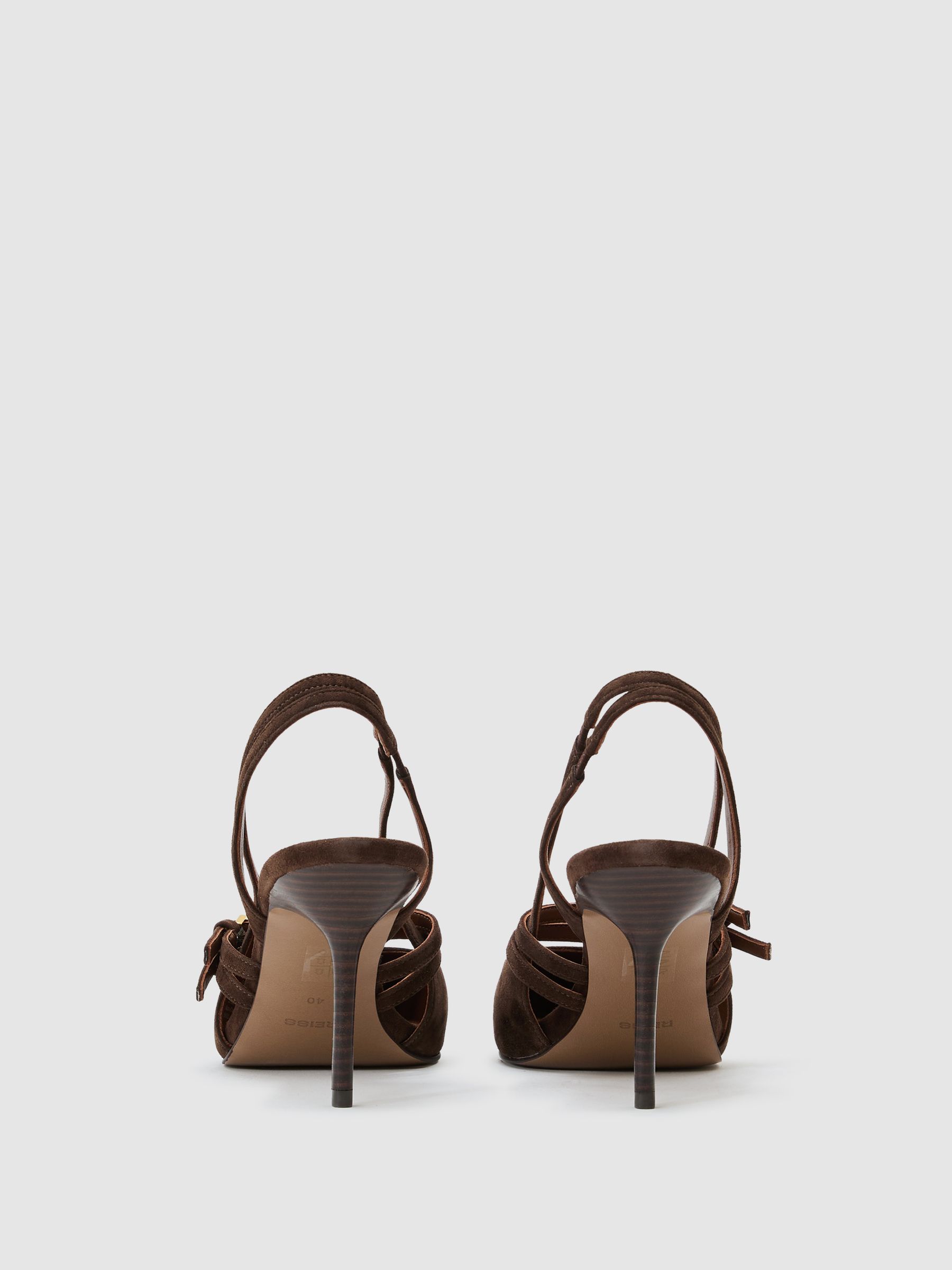 Suede Buckle-Strap Court Shoes in Chocolate - image 4