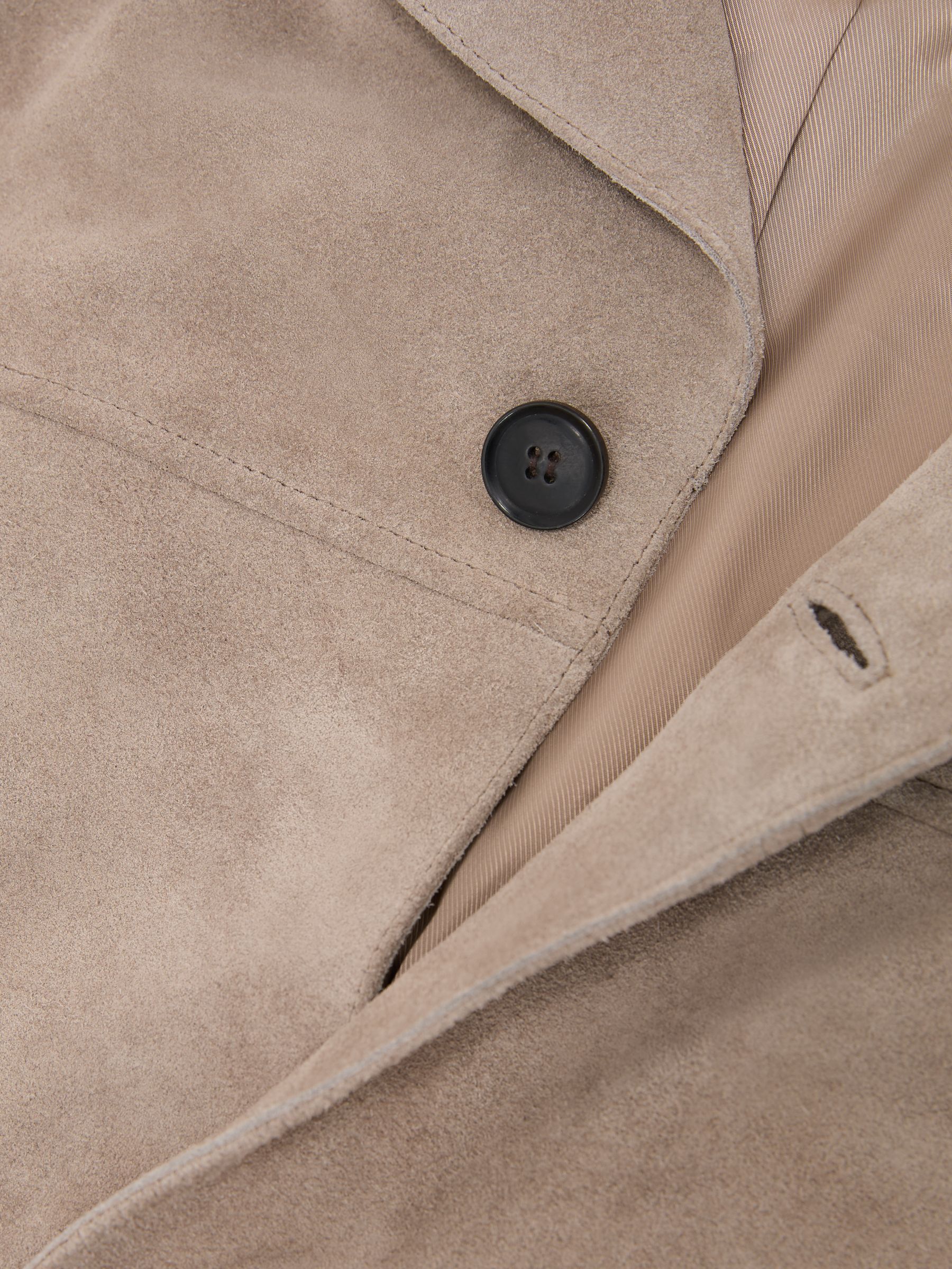 Suede Heavyweight Overshirt in Soft Grey - image 3