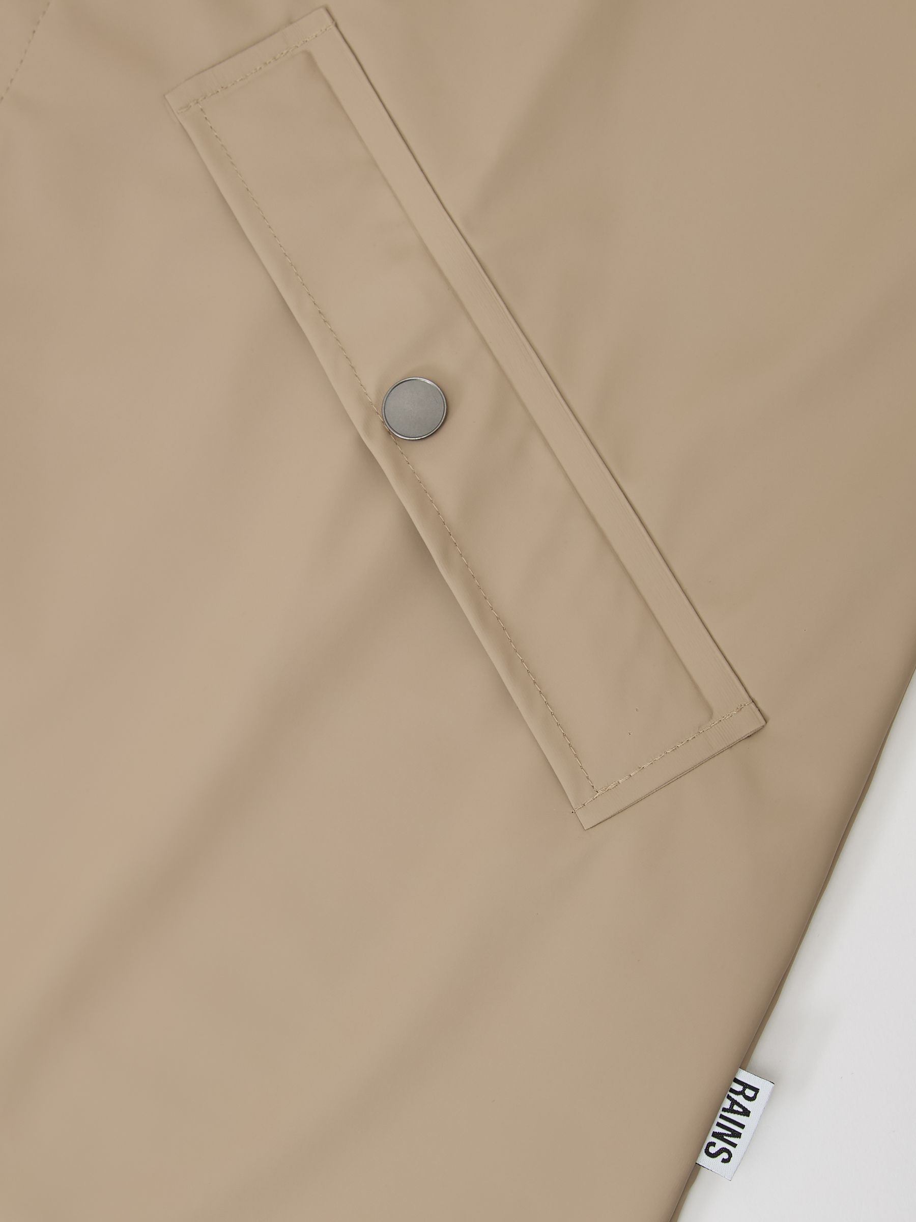 Rains Waterproof Long Rain Jacket in Beige - Image 5 of 5