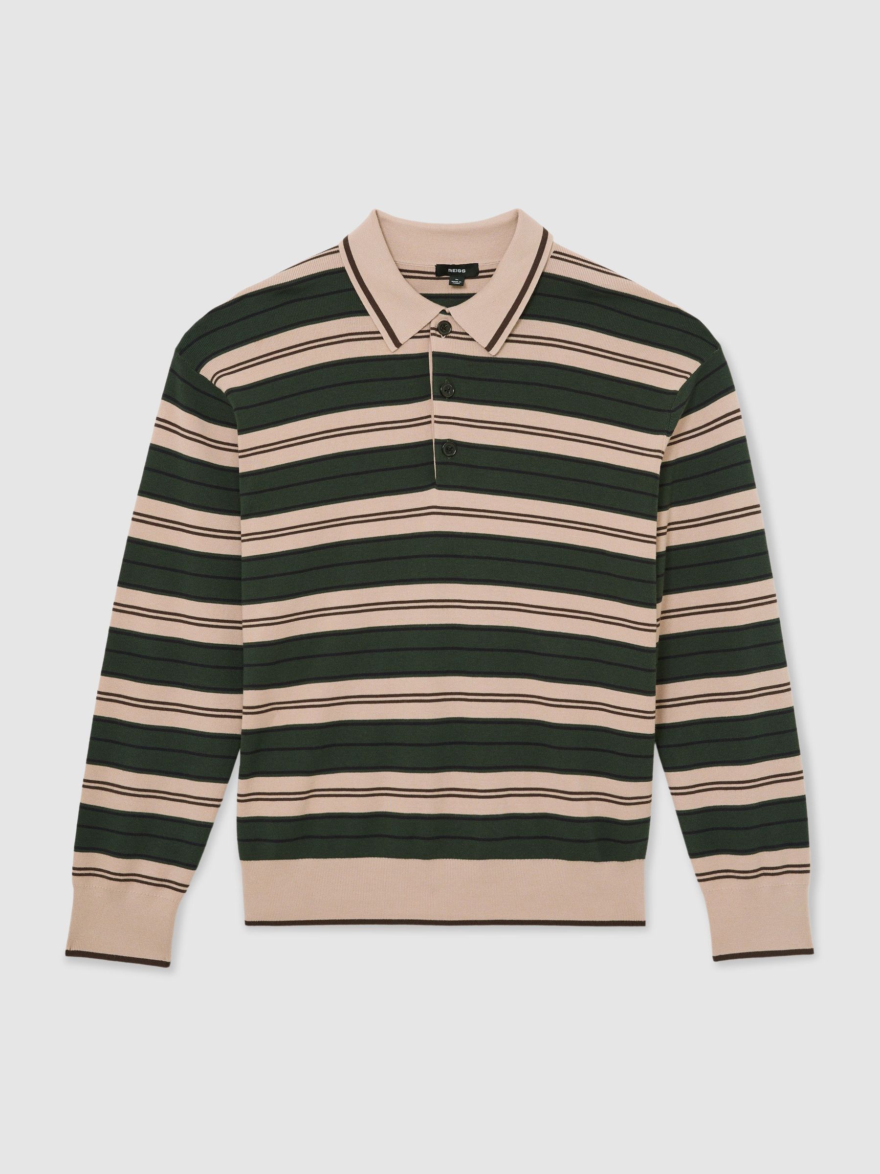 Rugby-Stripe Half-Button Jumper in Green Multi - image 1