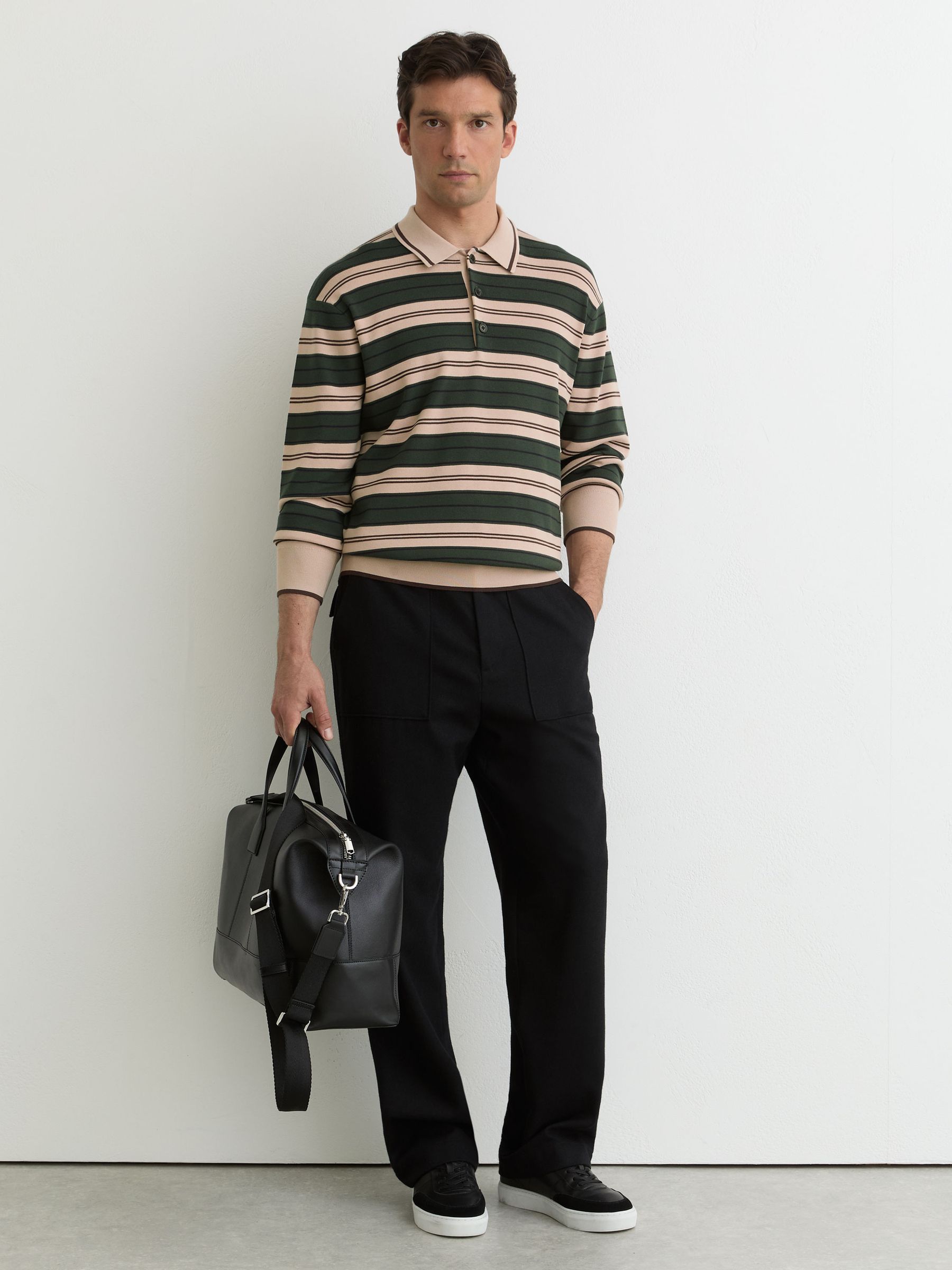 Ruby-Stripe Half-Button Jumper in Green Multi - Image 3 of 6
