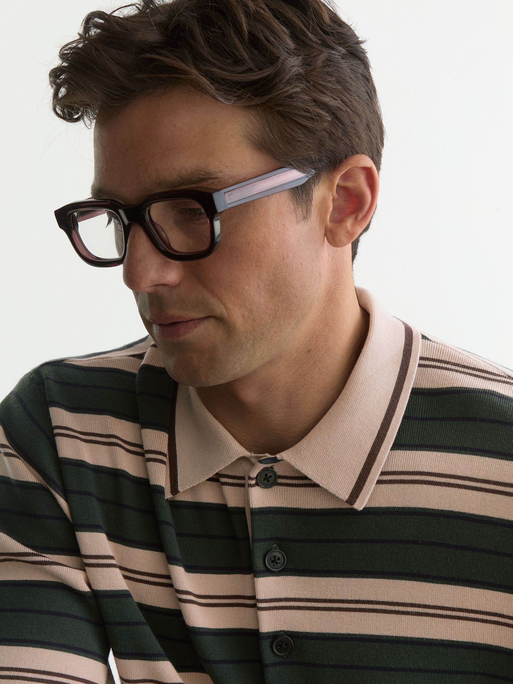 Rugby-Stripe Half-Button Jumper in Green Multi - image 4