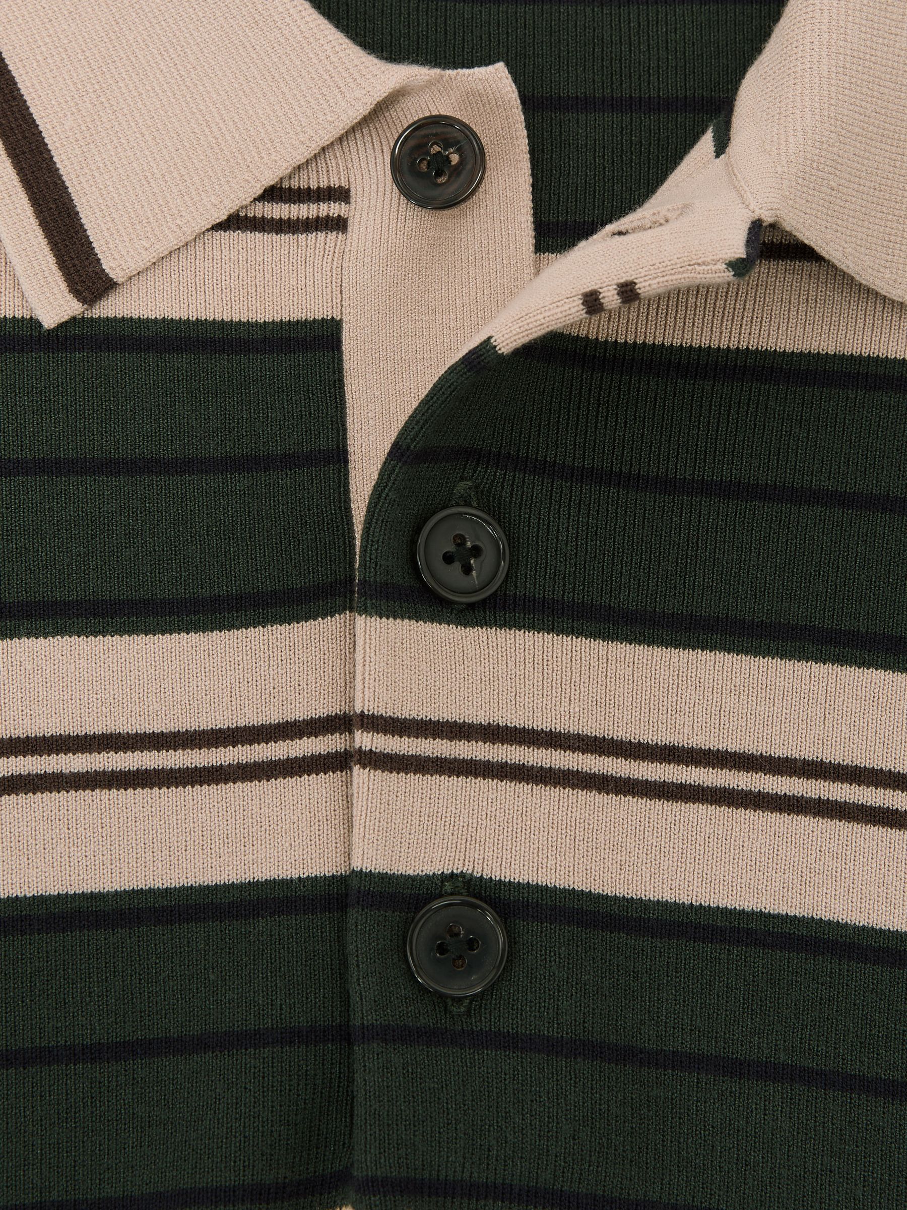 Rugby-Stripe Half-Button Jumper in Green Multi - image 3
