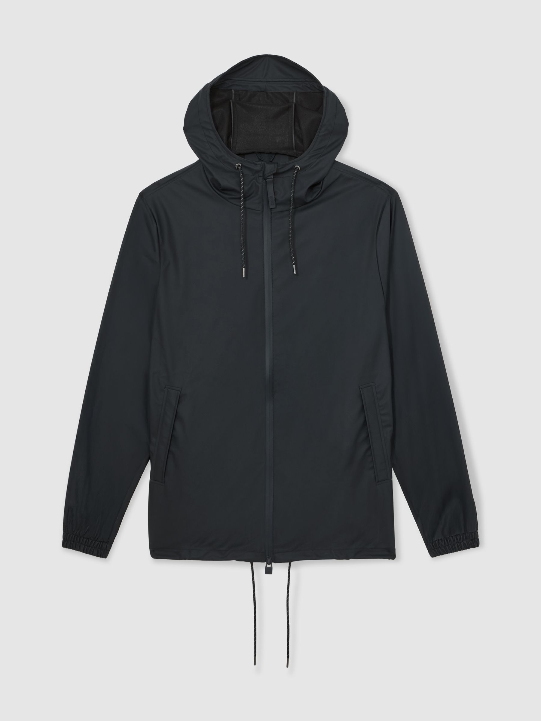 Rains Waterproof Hooded Raincoat in Navy - Image 2 of 5