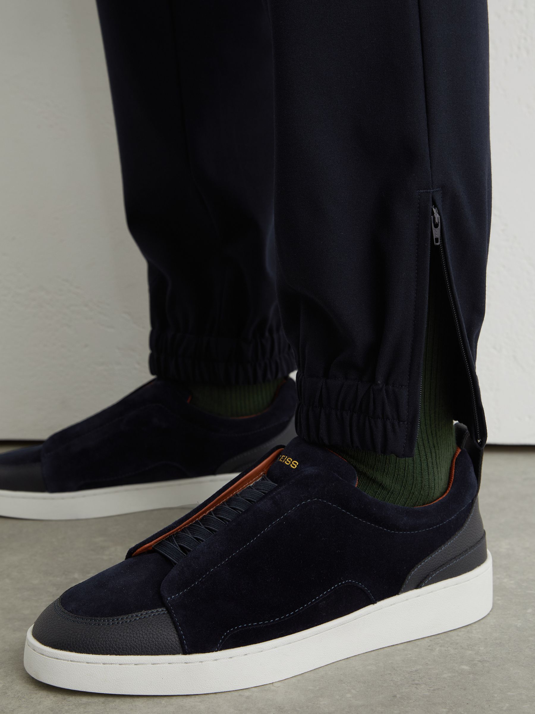 Slim-Leg Drawstring Cargo Trousers in Navy - Image 5 of 7