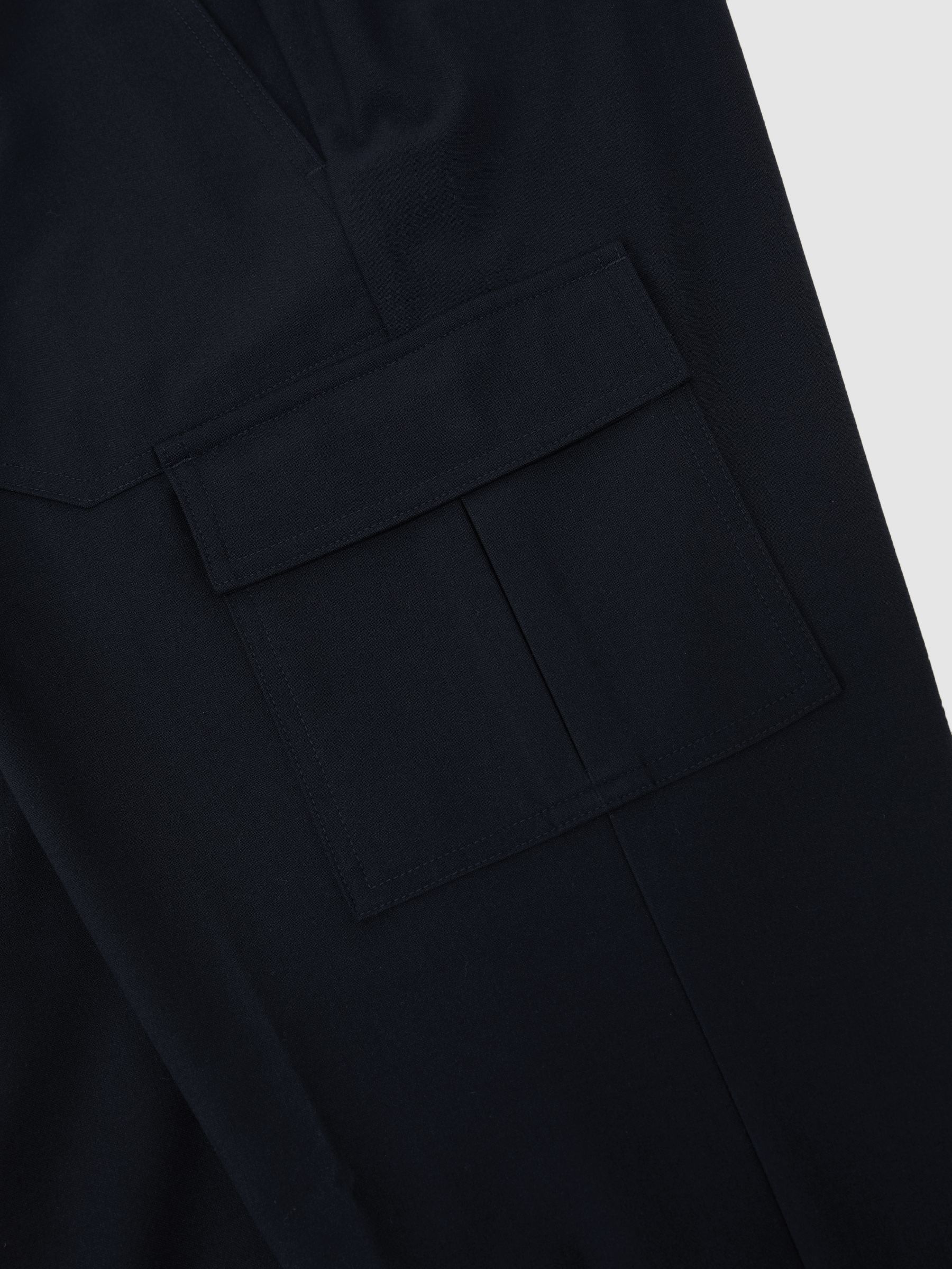Slim-Leg Drawstring Cargo Trousers in Navy - image 3