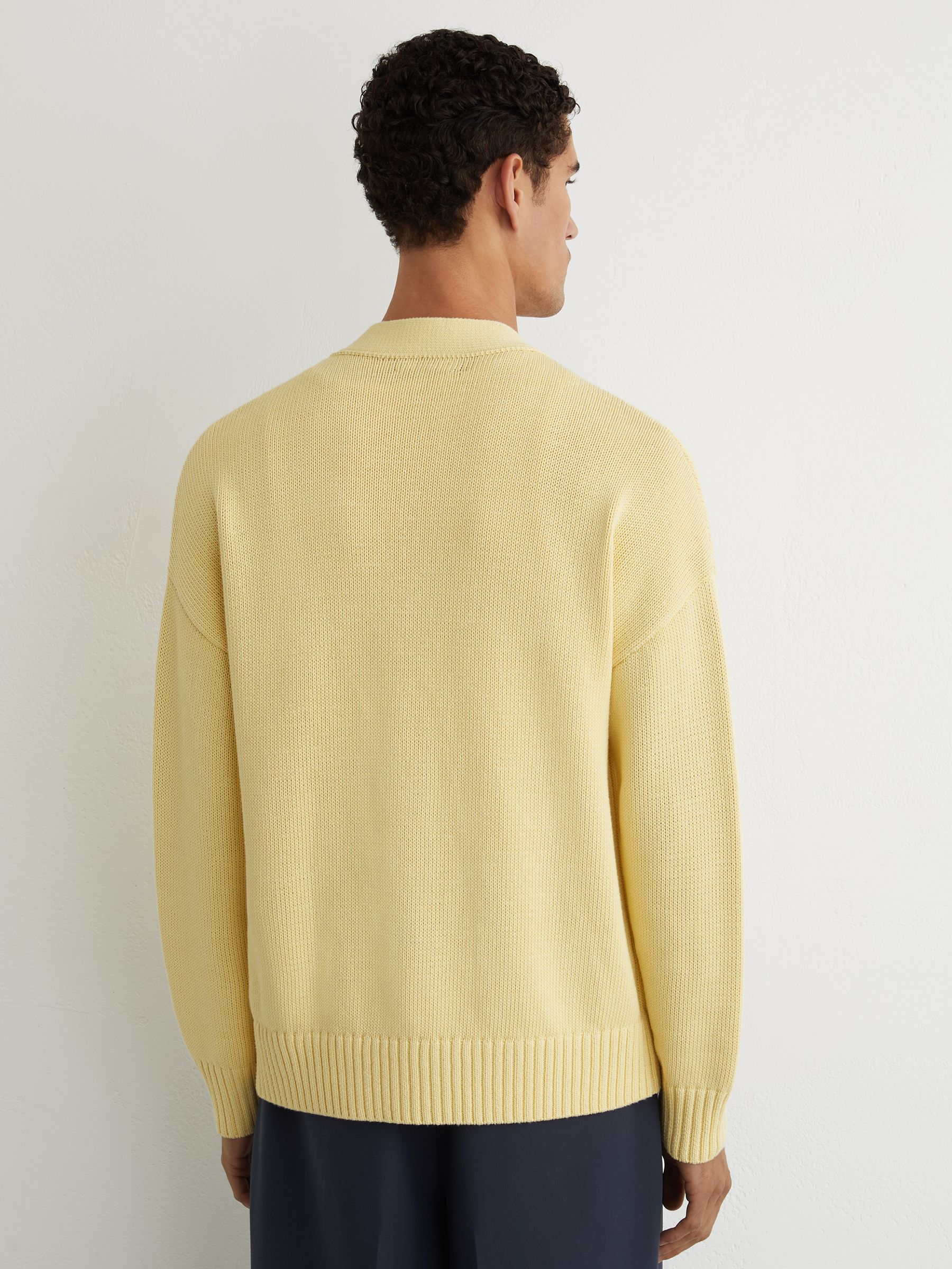 Monogram-Embroidered Relaxed Cardigan in Powder Yellow - Image 6 of 7