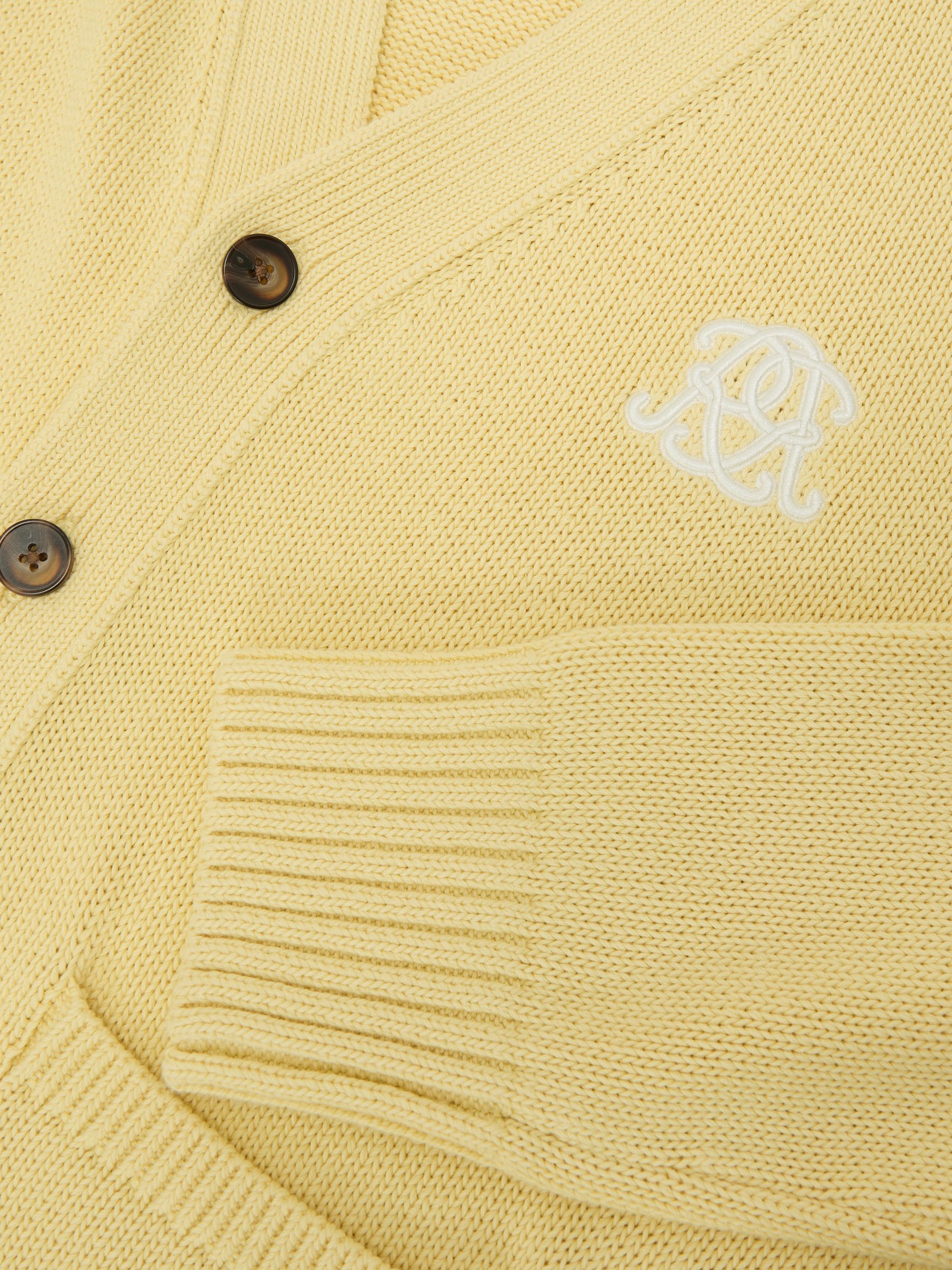 Monogram-Embroidered Relaxed Cardigan in Powder Yellow - image 3