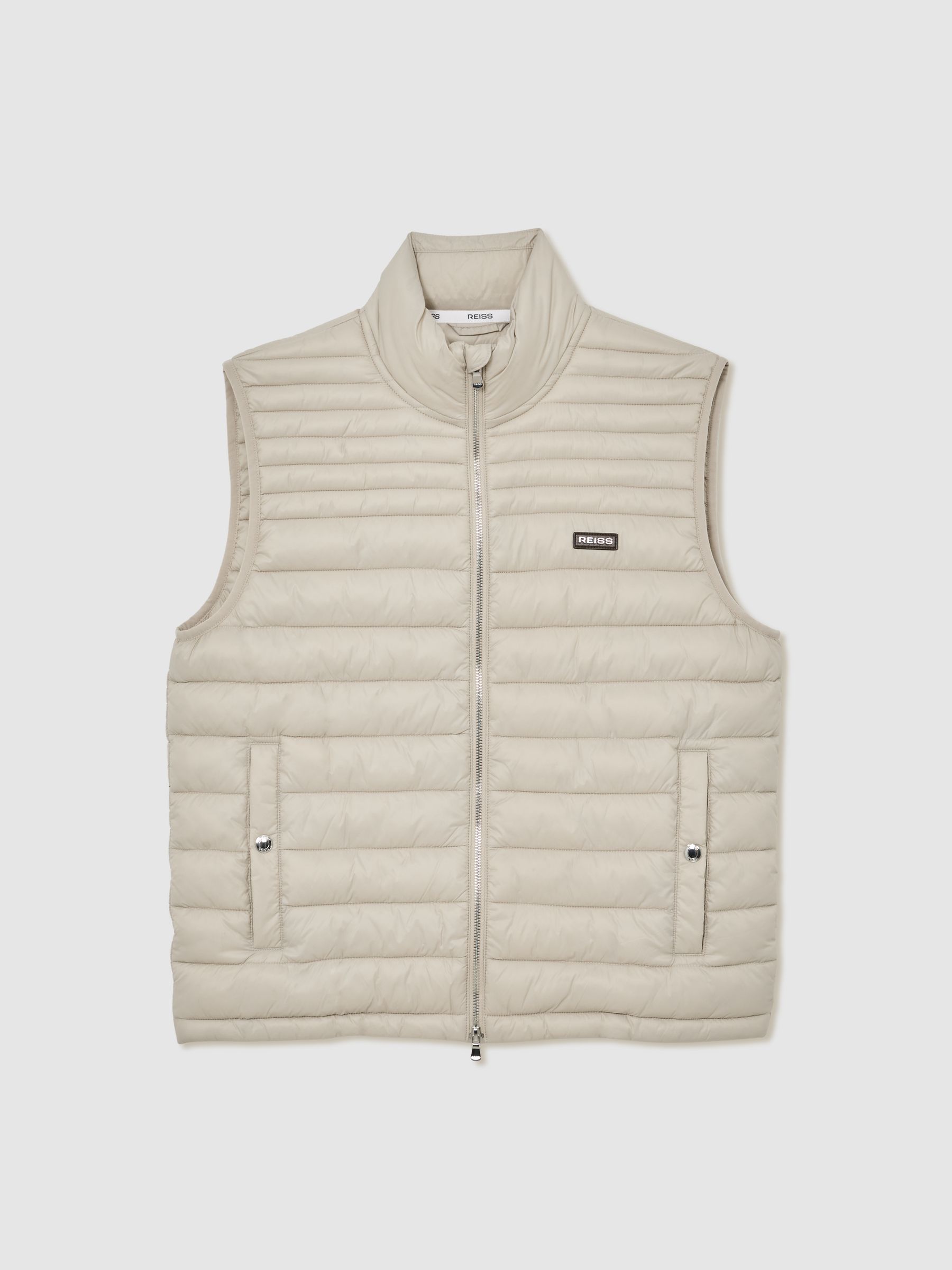 Quilted Zip-Through Gilet in Light Stone - Image 2 of 6