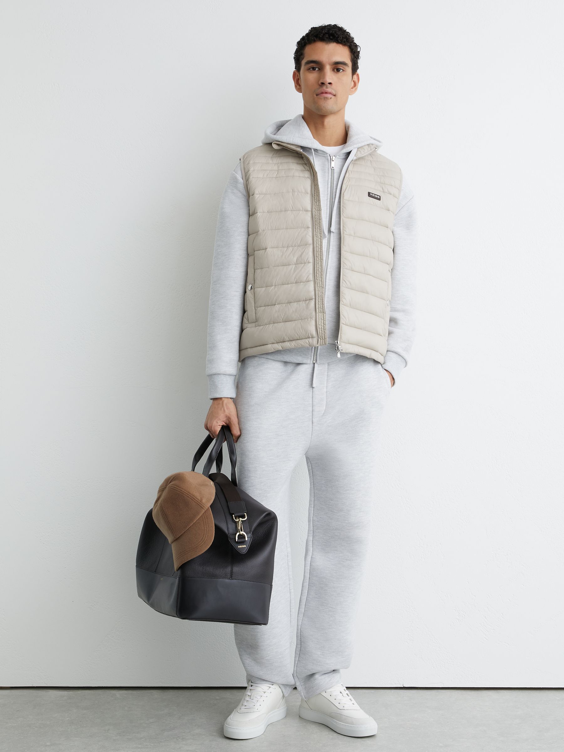Quilted Zip-Through Gilet in Light Stone - image 3