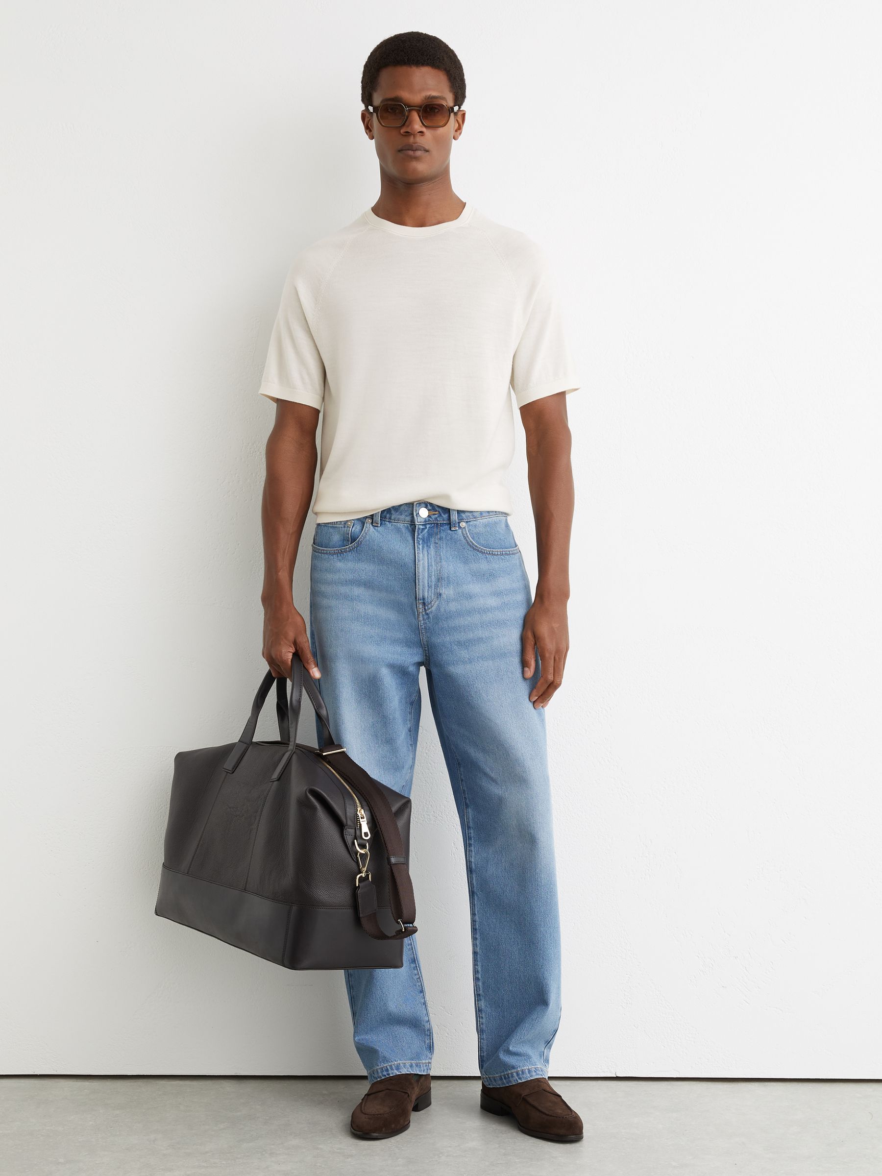 Merino Wool Raglan-Sleeve T-Shirt in Snow White - Image 3 of 6