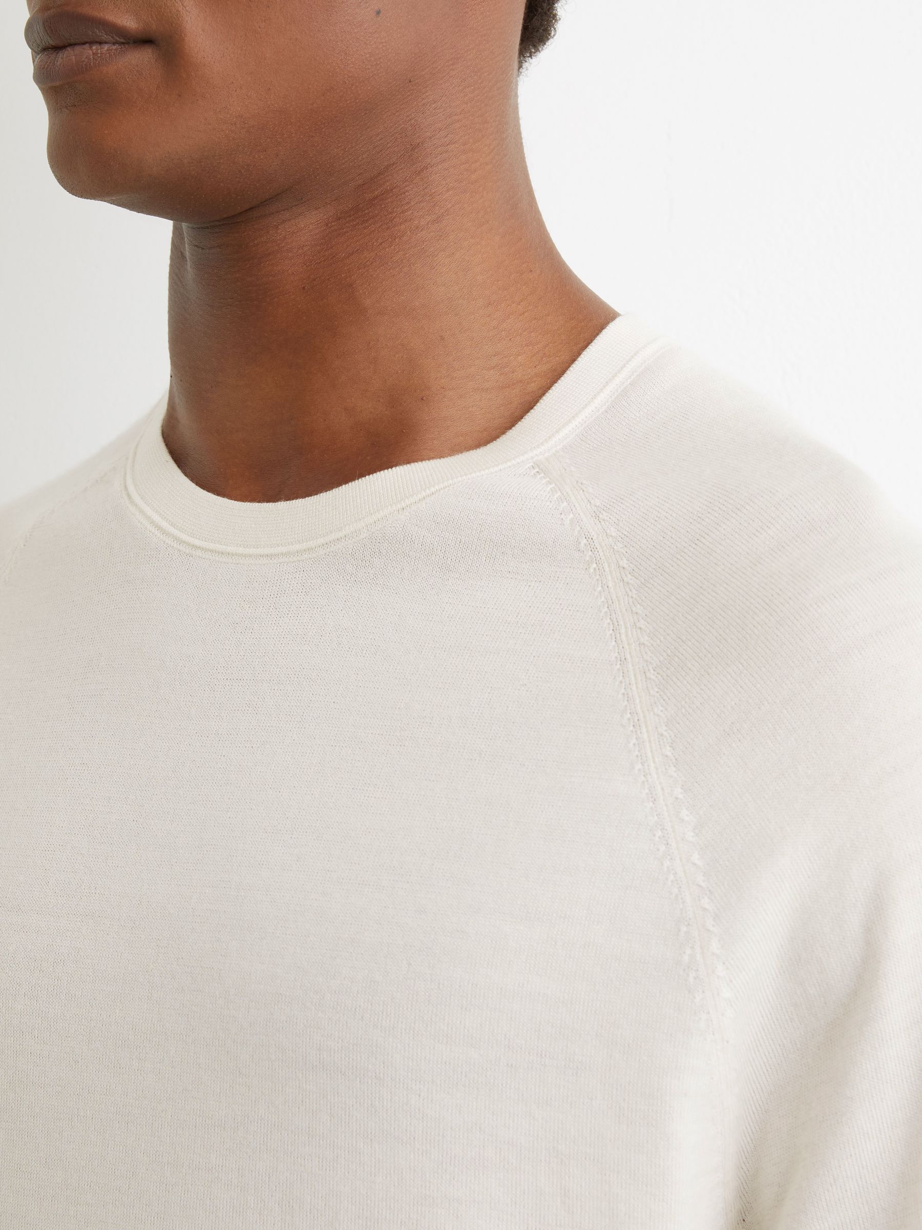 Merino Wool Raglan-Sleeve T-Shirt in Snow White - Image 4 of 6