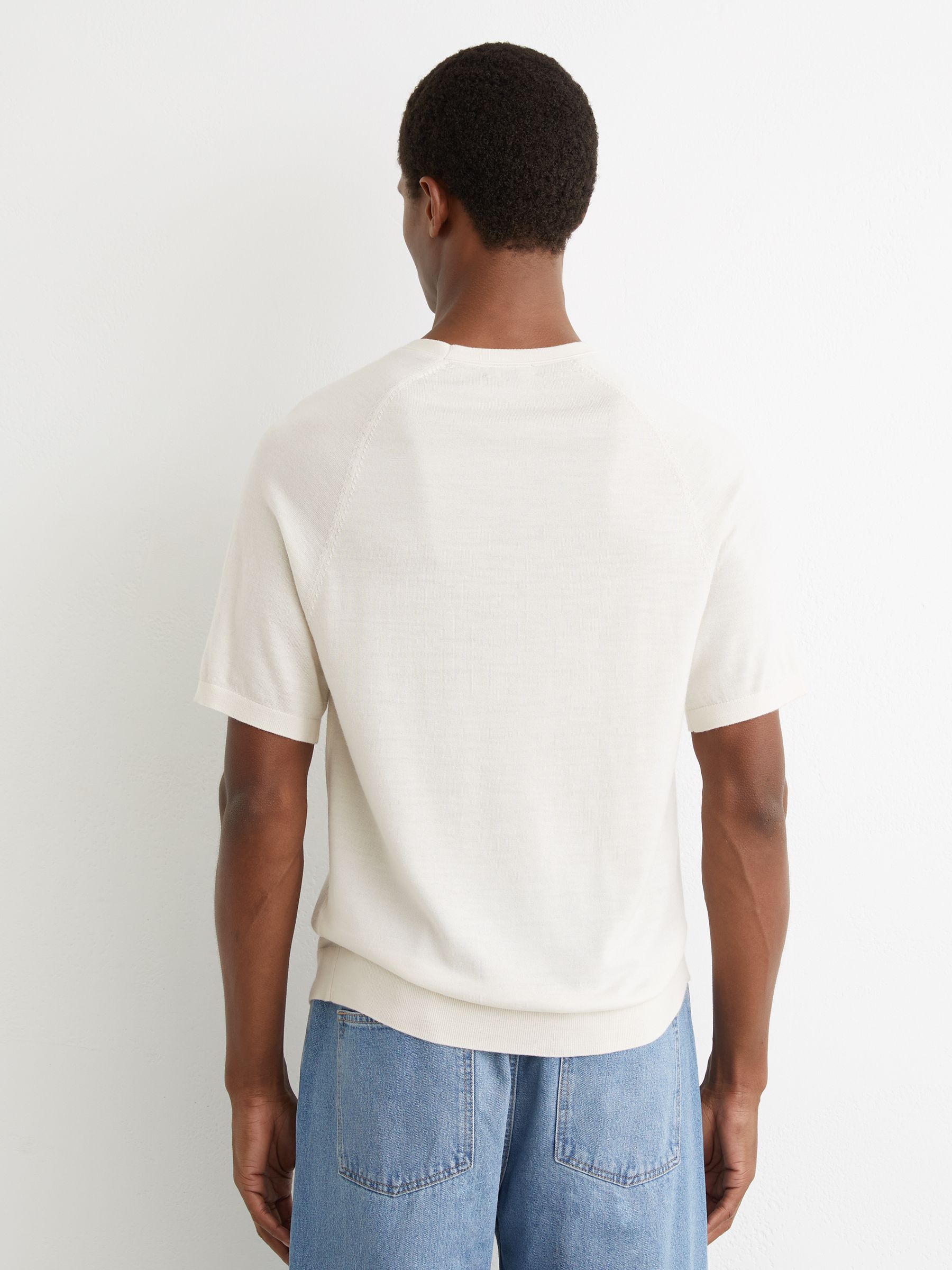 Merino Wool Raglan-Sleeve T-Shirt in Snow White - Image 5 of 6