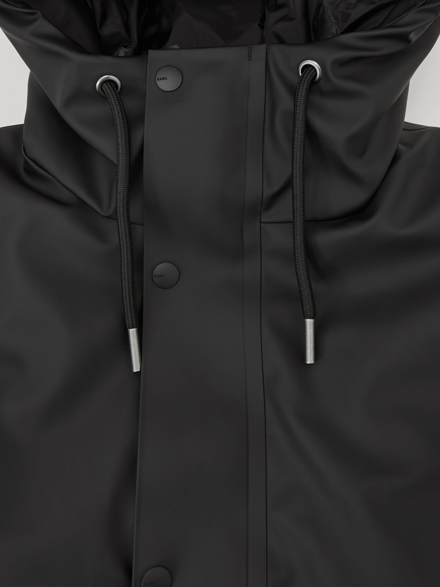 Rains Long Hooded Parka Coat in Black - Image 5 of 5