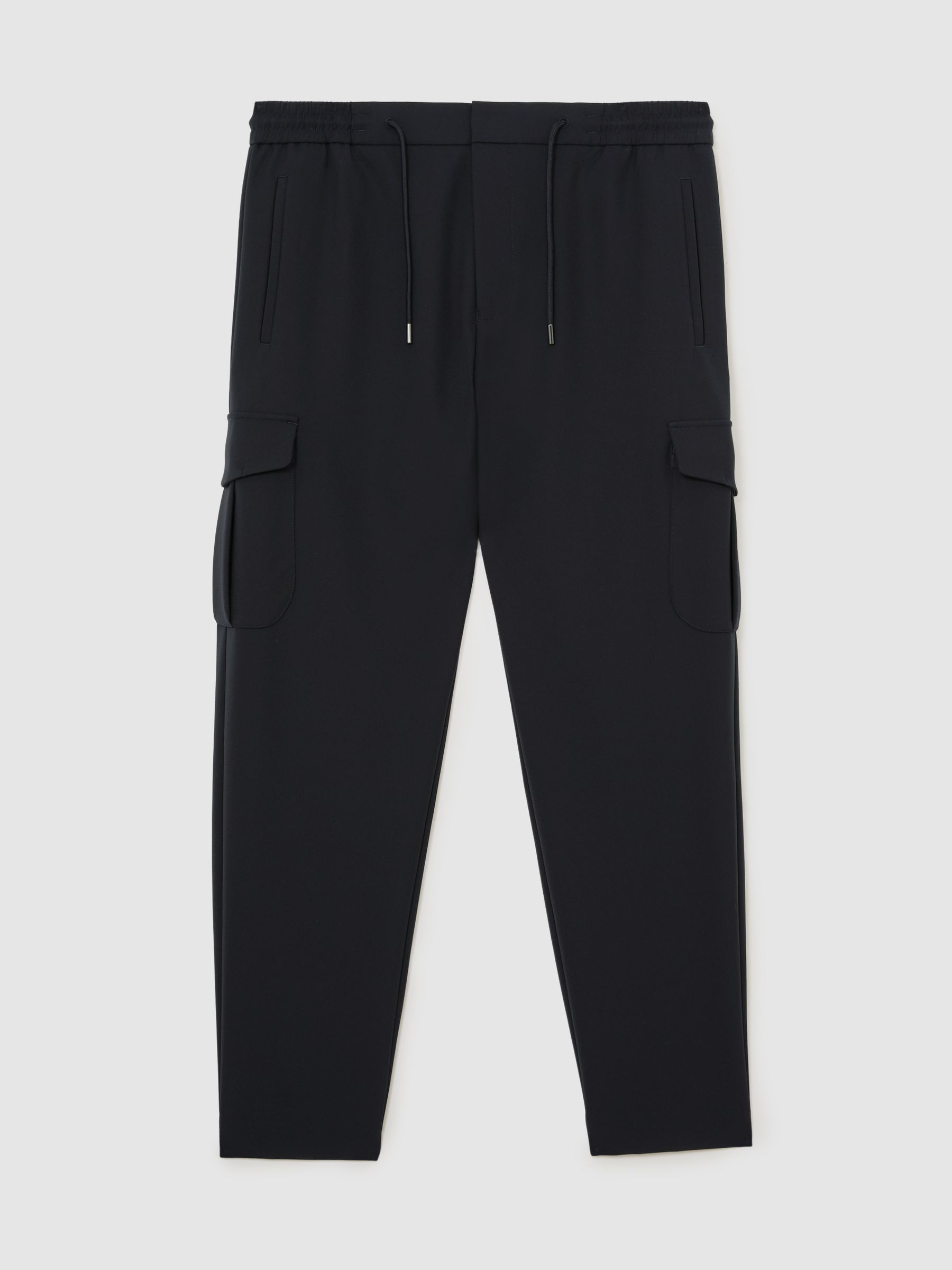 Technical Drawstring Tapered Trousers in Navy - Image 2 of 6