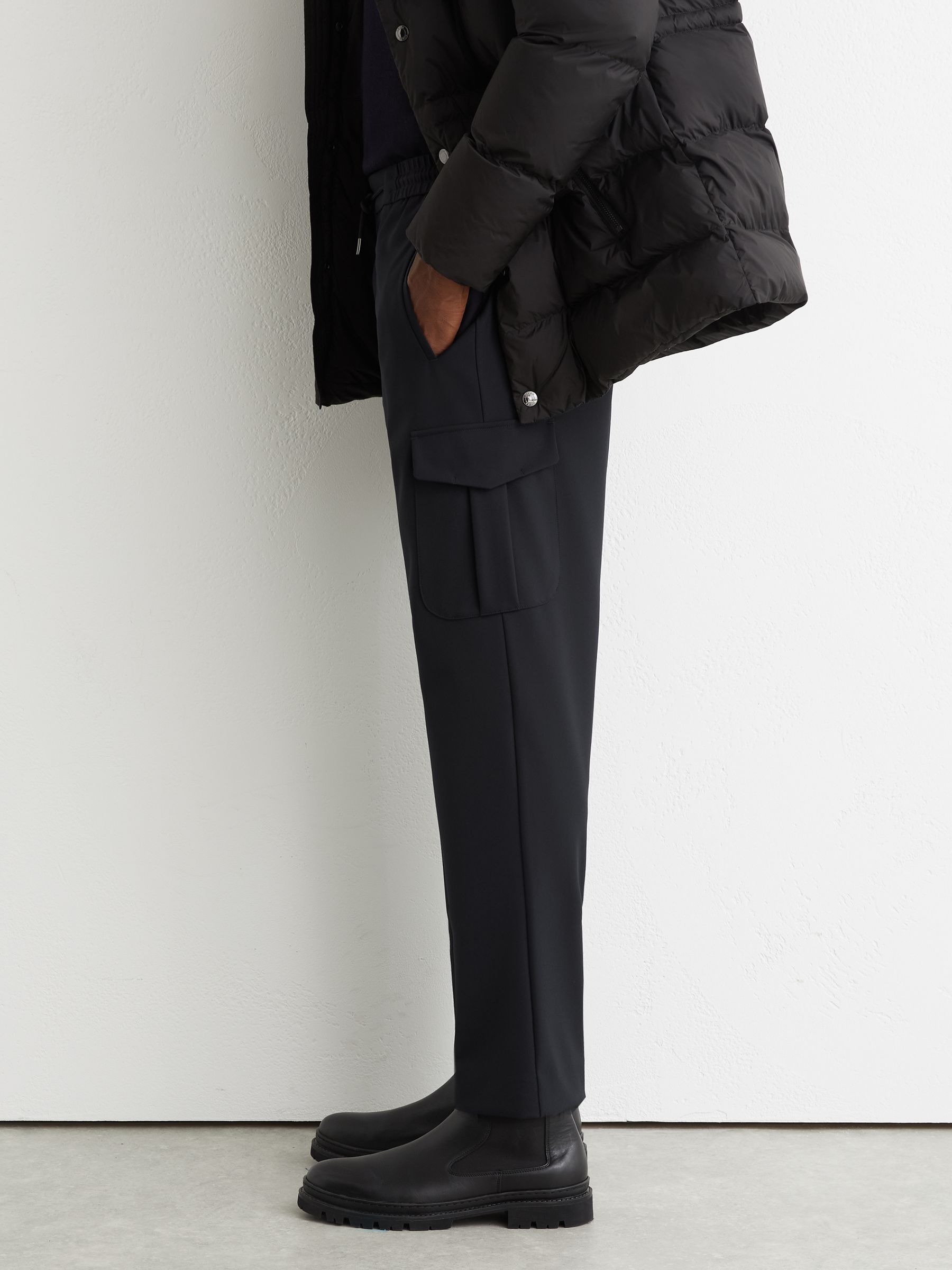 Technical Drawstring Tapered Trousers in Navy - image 5
