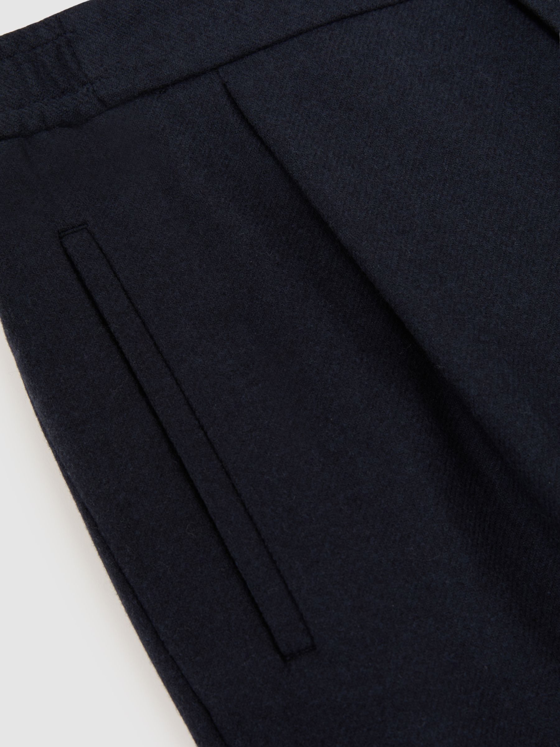 Wool-Blend Tapered Cuffed Trousers in Navy - image 5