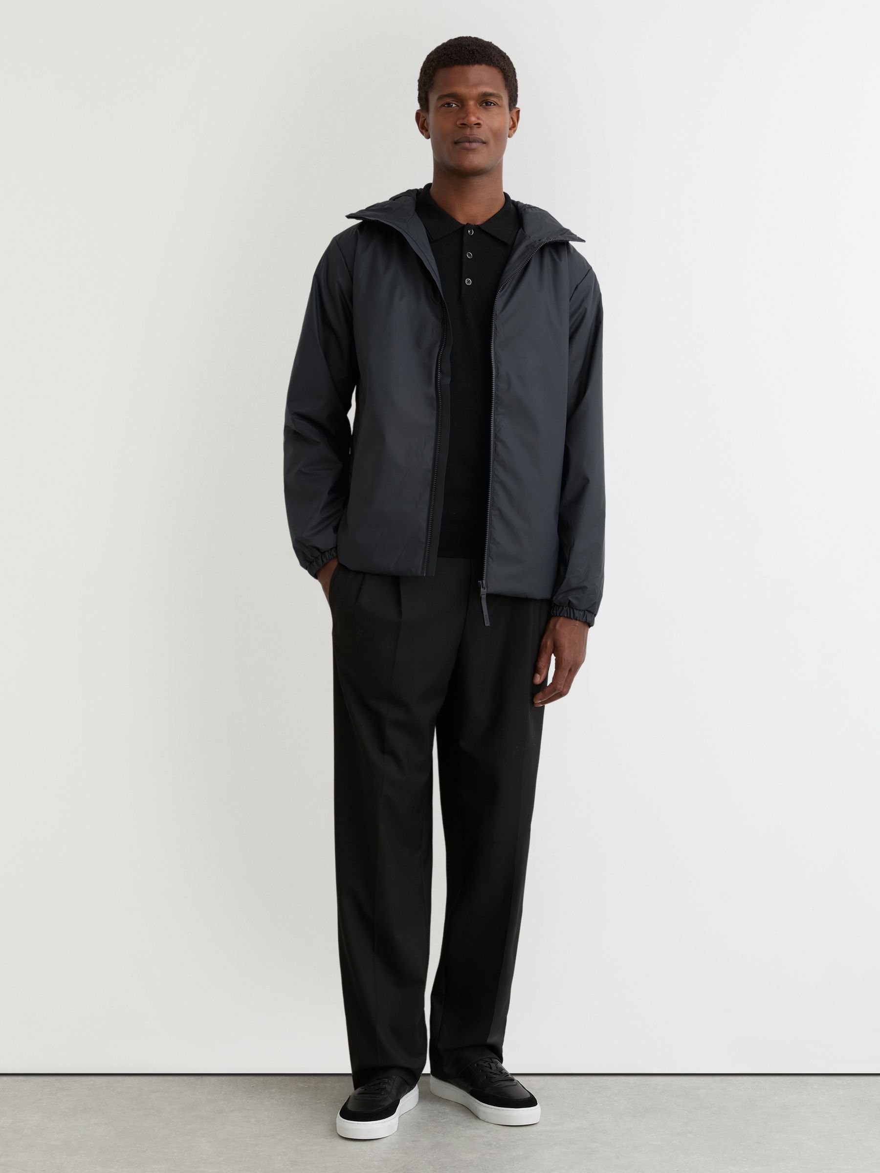 Rains Short Insulated Waterproof Jacket in Navy - Image 1 of 5