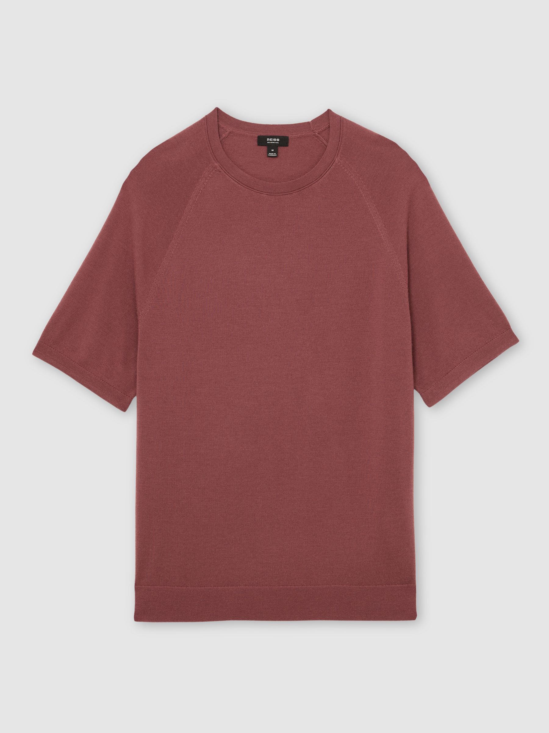 Merino Wool Raglan-Sleeve T-Shirt in Raspberry Pink - Image 2 of 6