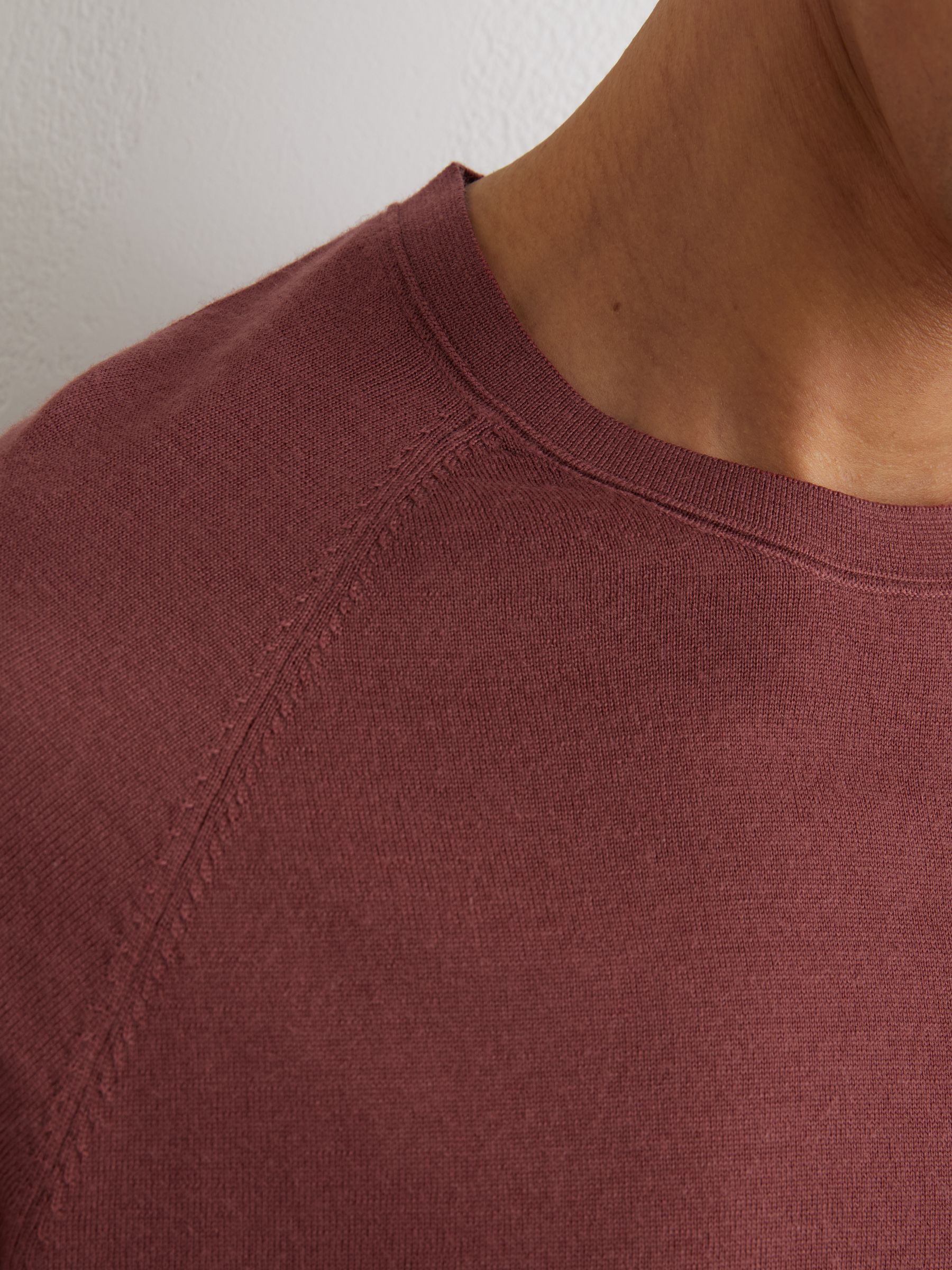 Merino Wool Raglan-Sleeve T-Shirt in Raspberry Pink - Image 4 of 6