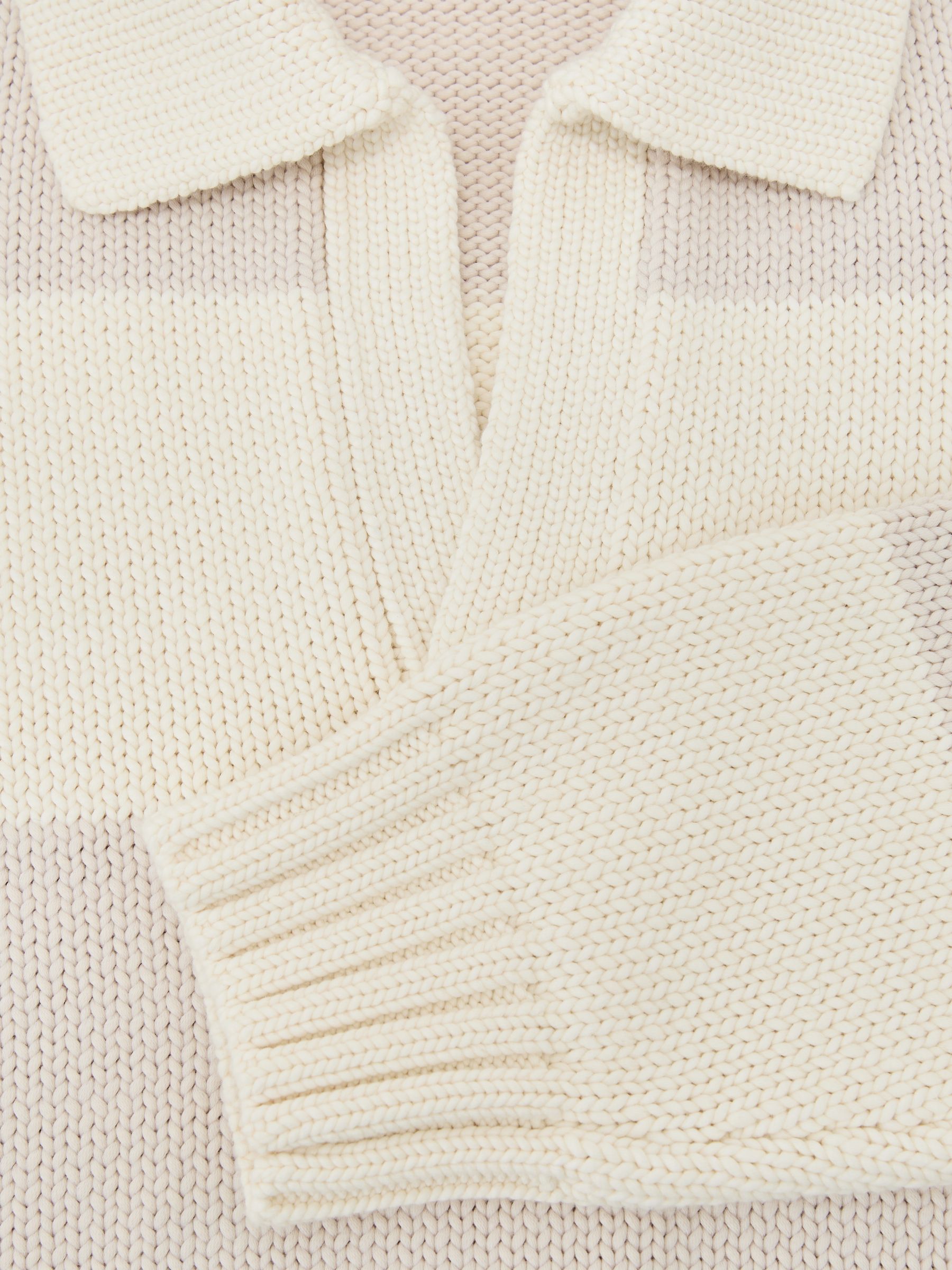 Cotton-Blend Open-Collar Rugby Jumper in Off White/Oatmeal Melange - image 3