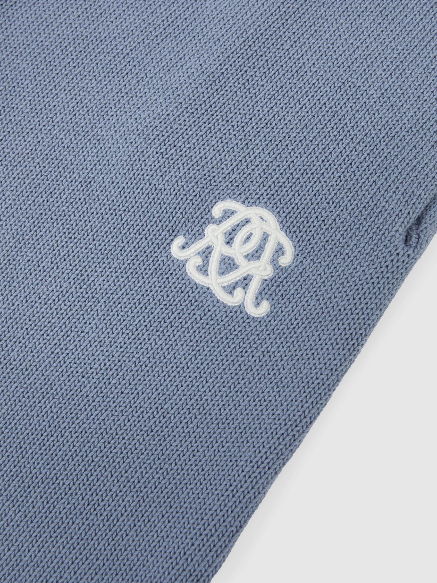 Monogram-Embroidered Relaxed Knit Shorts in Powder Blue - Image 7 of 7