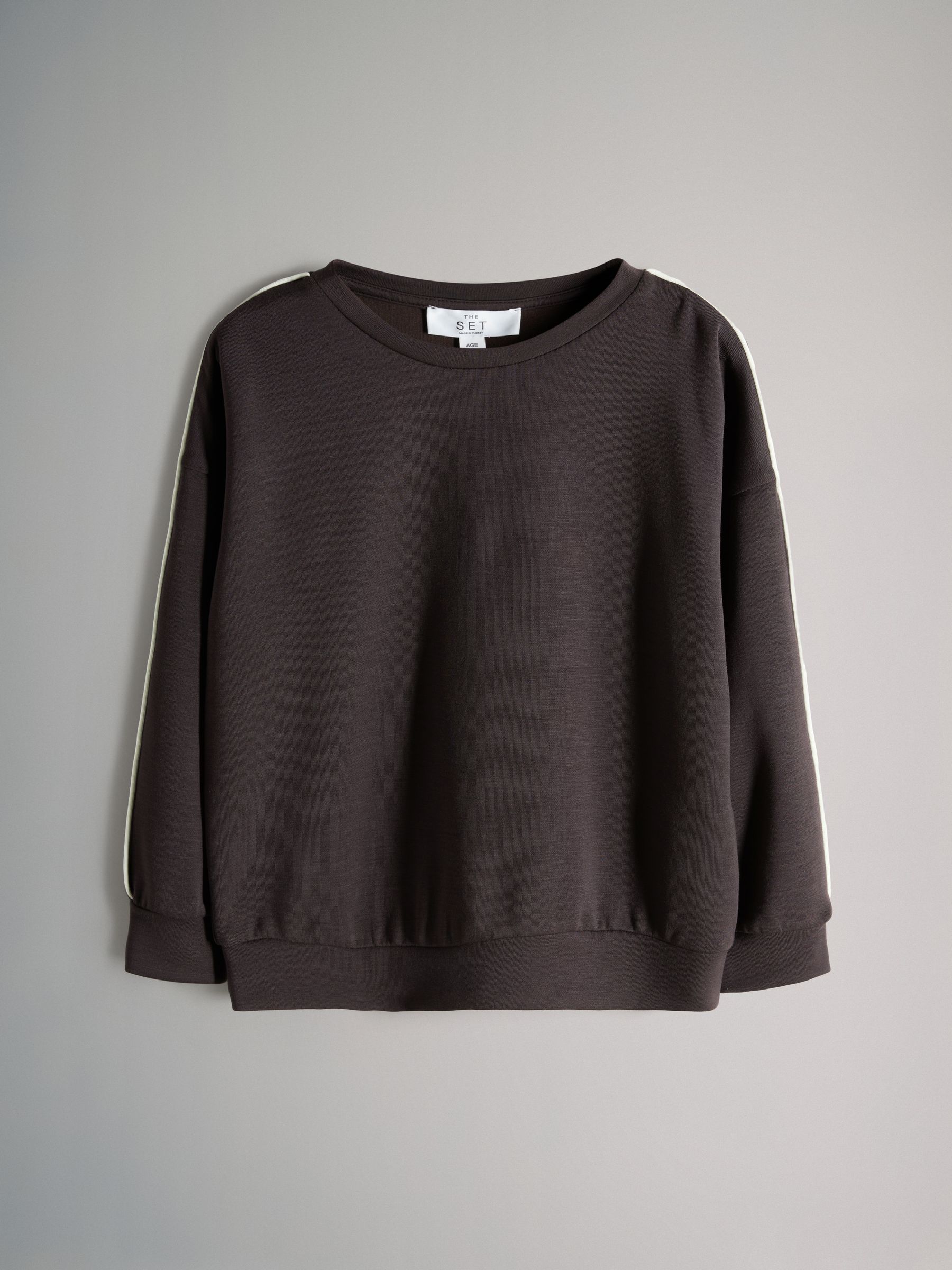 Chocolate Brown Modal Jersey Crew and Wide Leg Joggers Set - Image 2 of 5