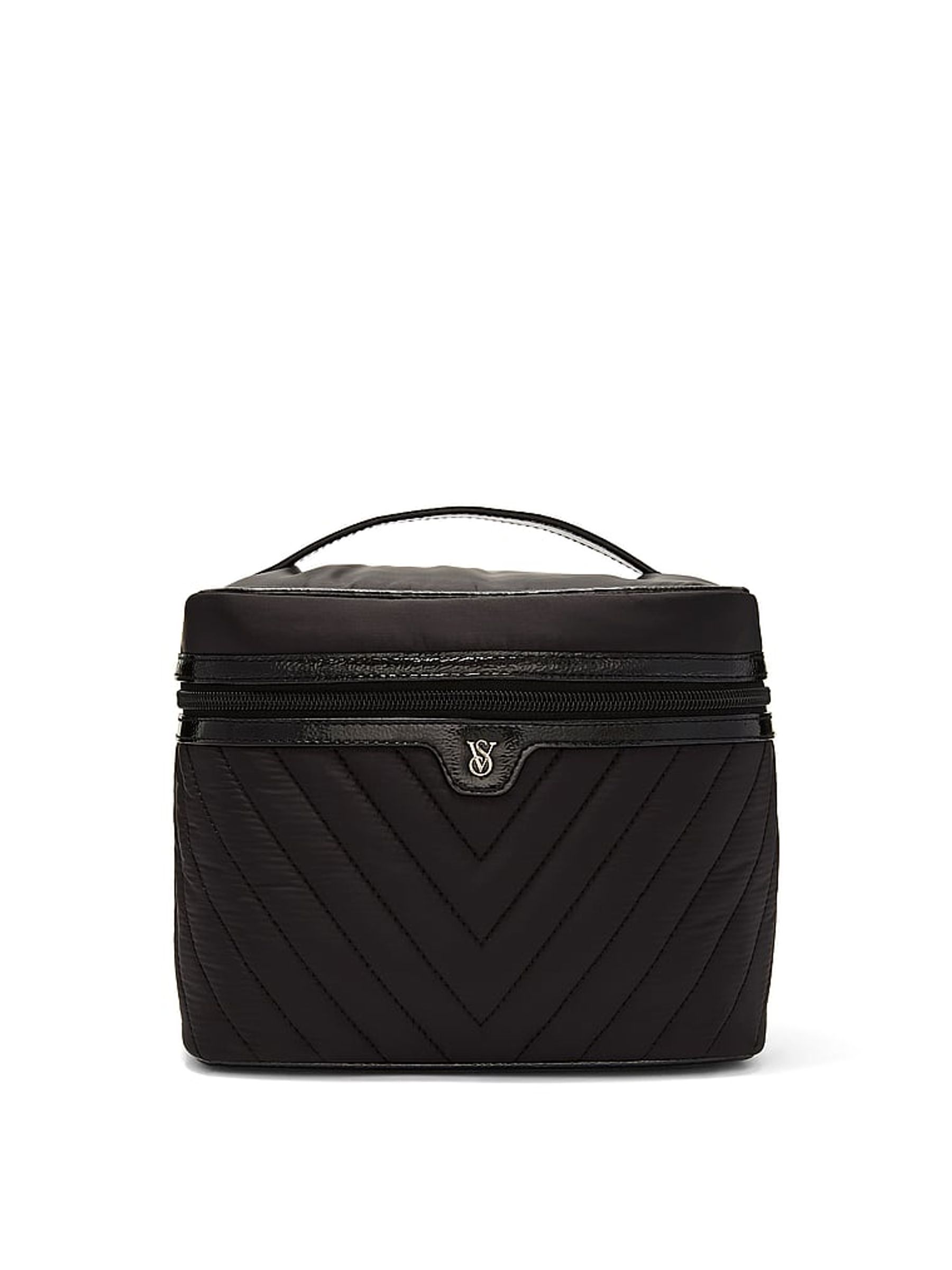 Black V Quilt 4 Piece Makeup Bag - Image 1 of 3